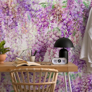 Purple Wisteria on White