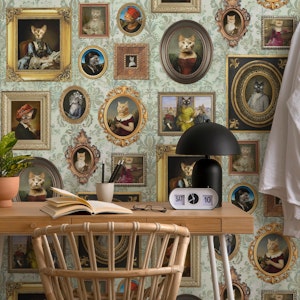 Cat Lovers Portrait Collection in sage mint