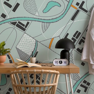 City Life abstract map aqua