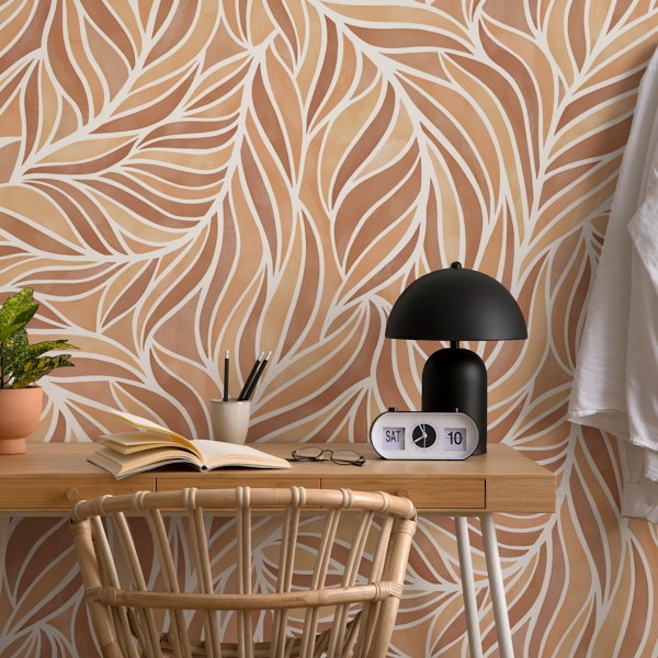 warm minimalist abstract leaves brown