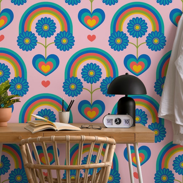 UNDER THE RAINBOW Retro Scandi Floral Pink