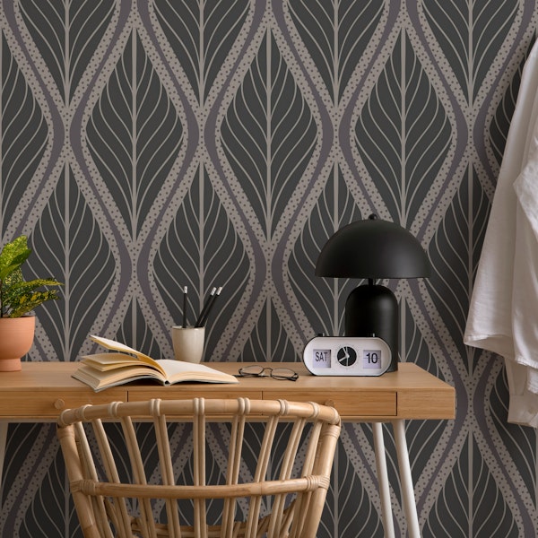 Abstract Art deco leaves dark greys