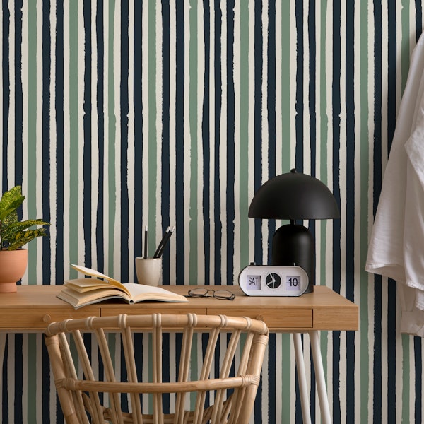 Stripes navy sage