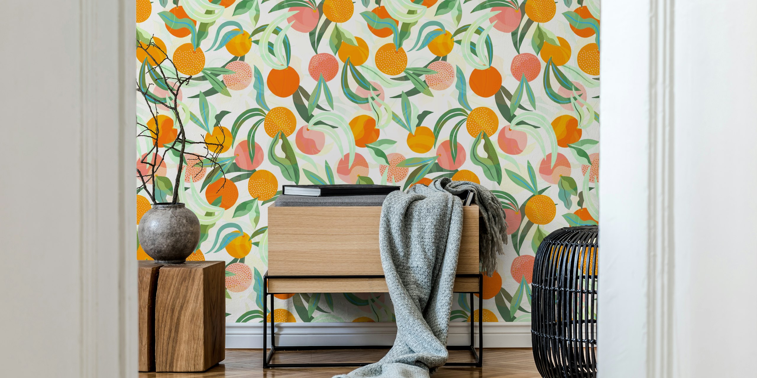 Citrus Orchard Delight papier peint dans une pièce