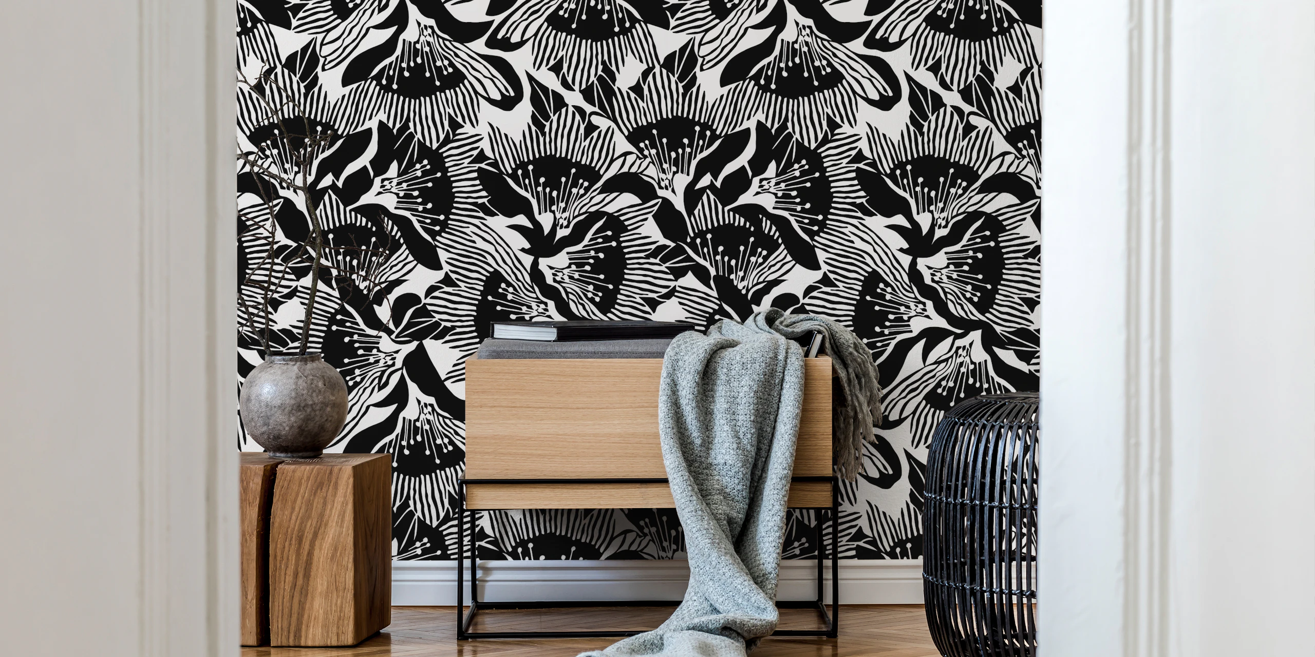 Graphic Floral Splendor Wallpaper | happywall.com