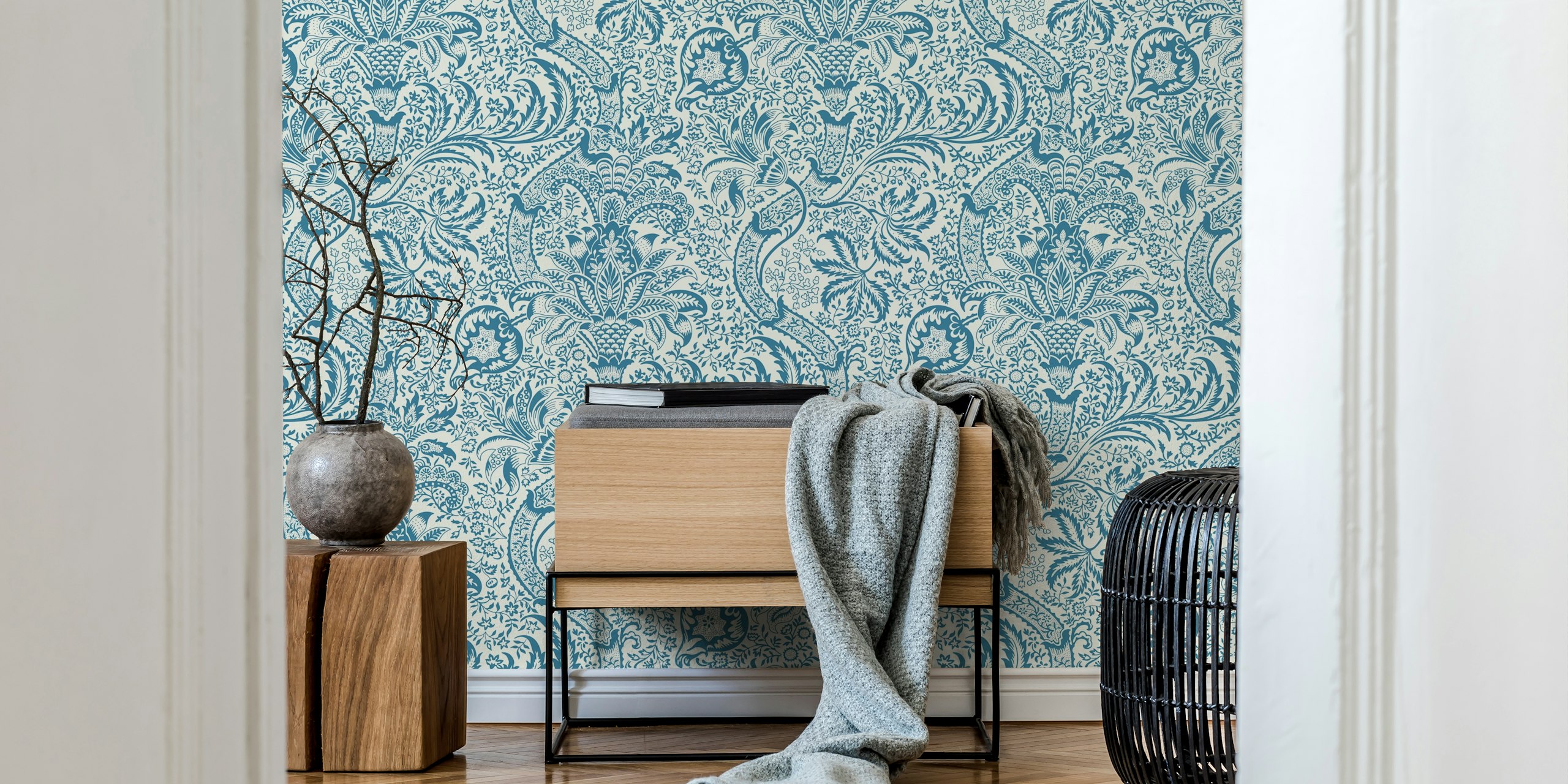 Vintage Victorian Indian pattern wallpaper in a room
