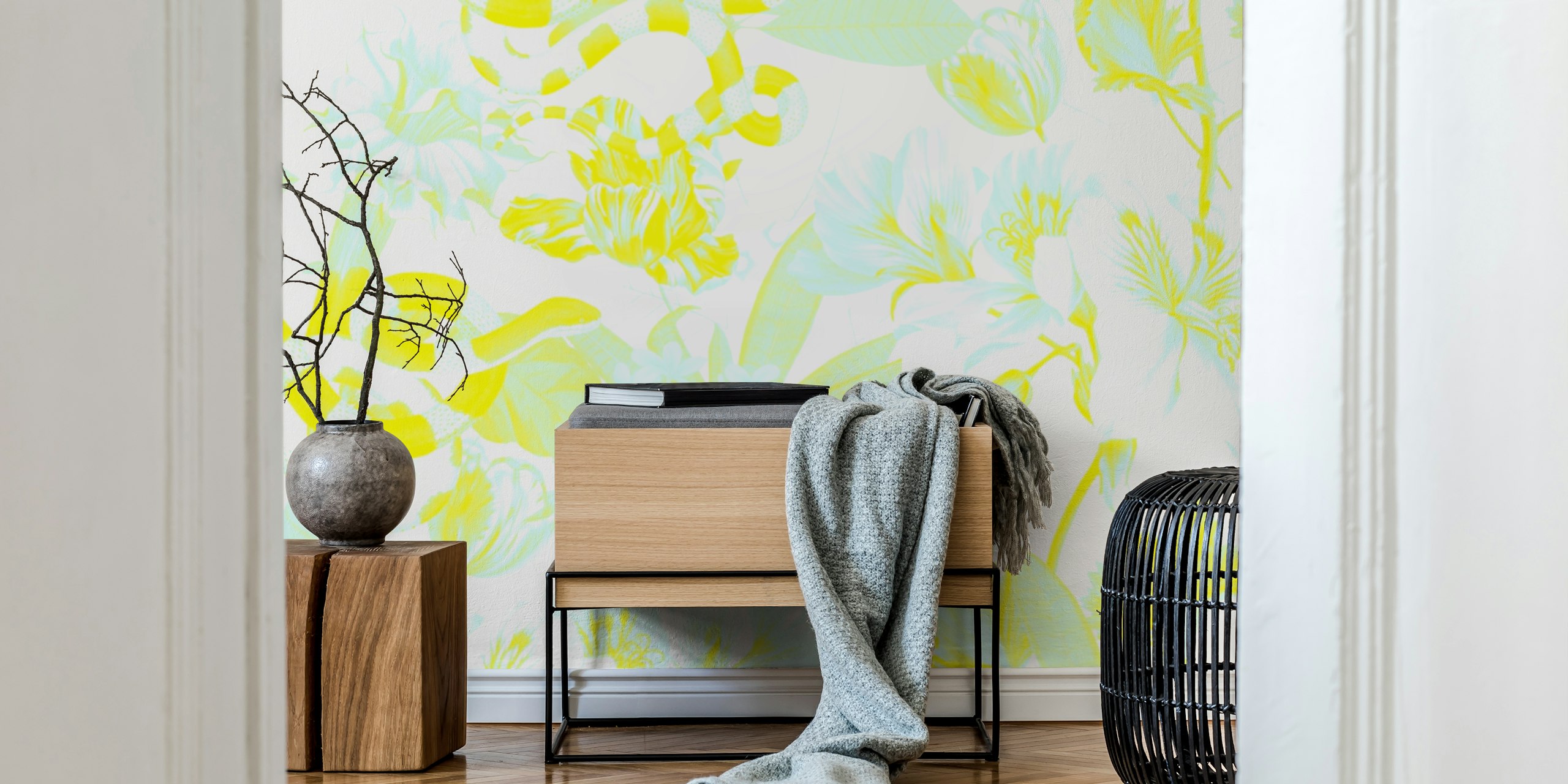 Dimora 02 floral wallpaper in a room
