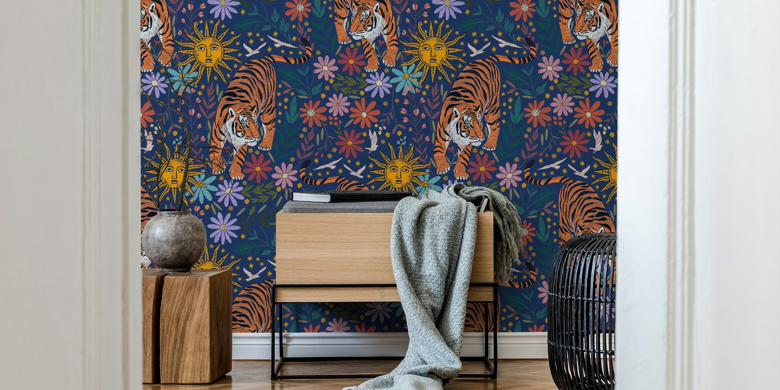 Sunlit Tiger Haven-tapet i en livlig indstilling