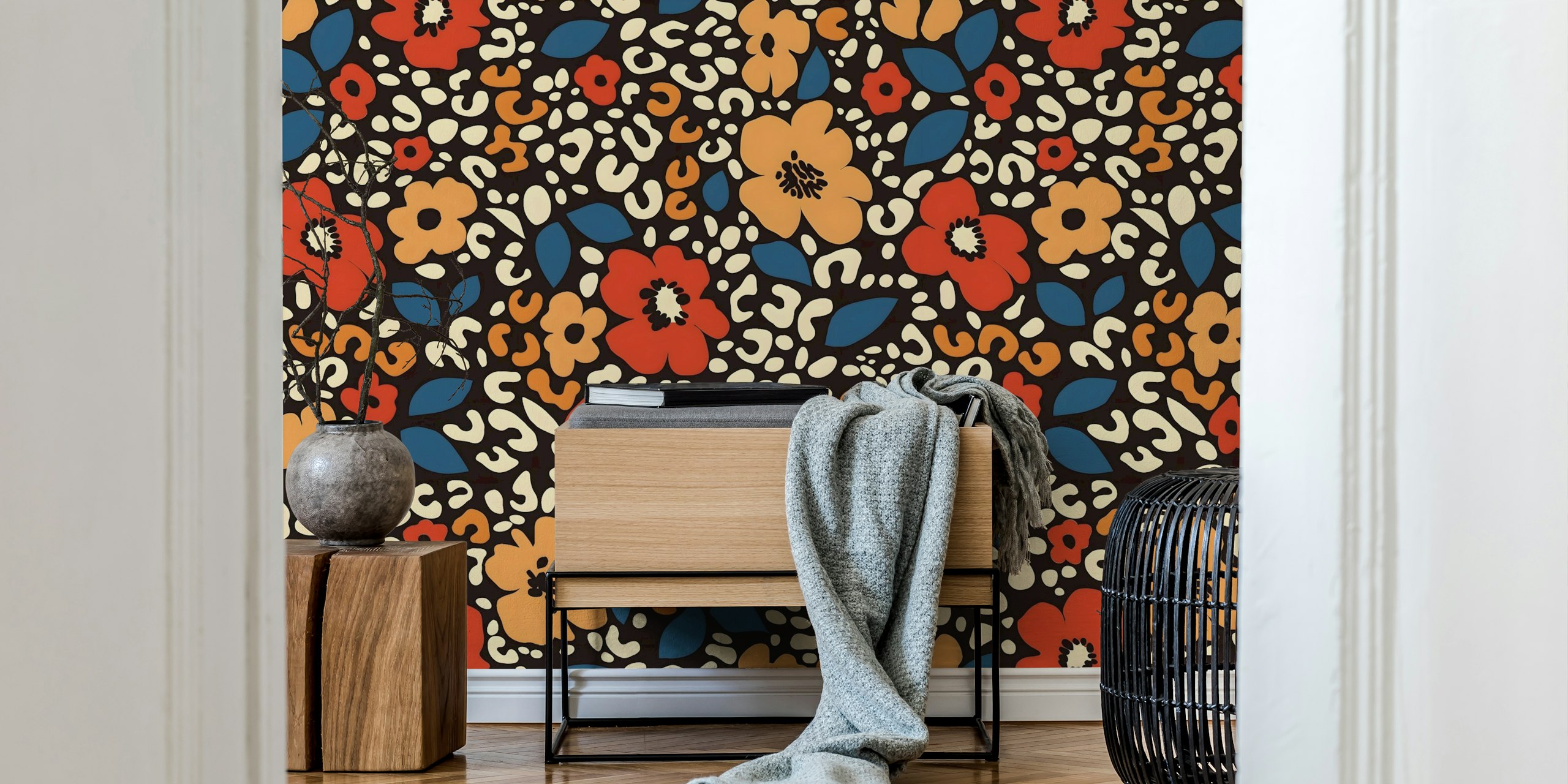 Diseño de papel pintado Retro Floral Safari