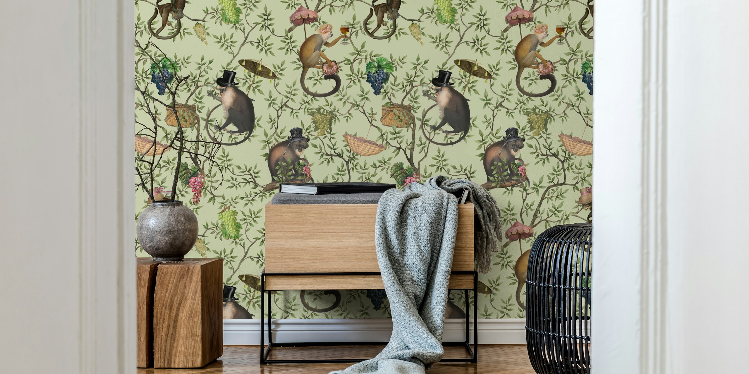 Monkeys Antique Garden Party tapet i et rum