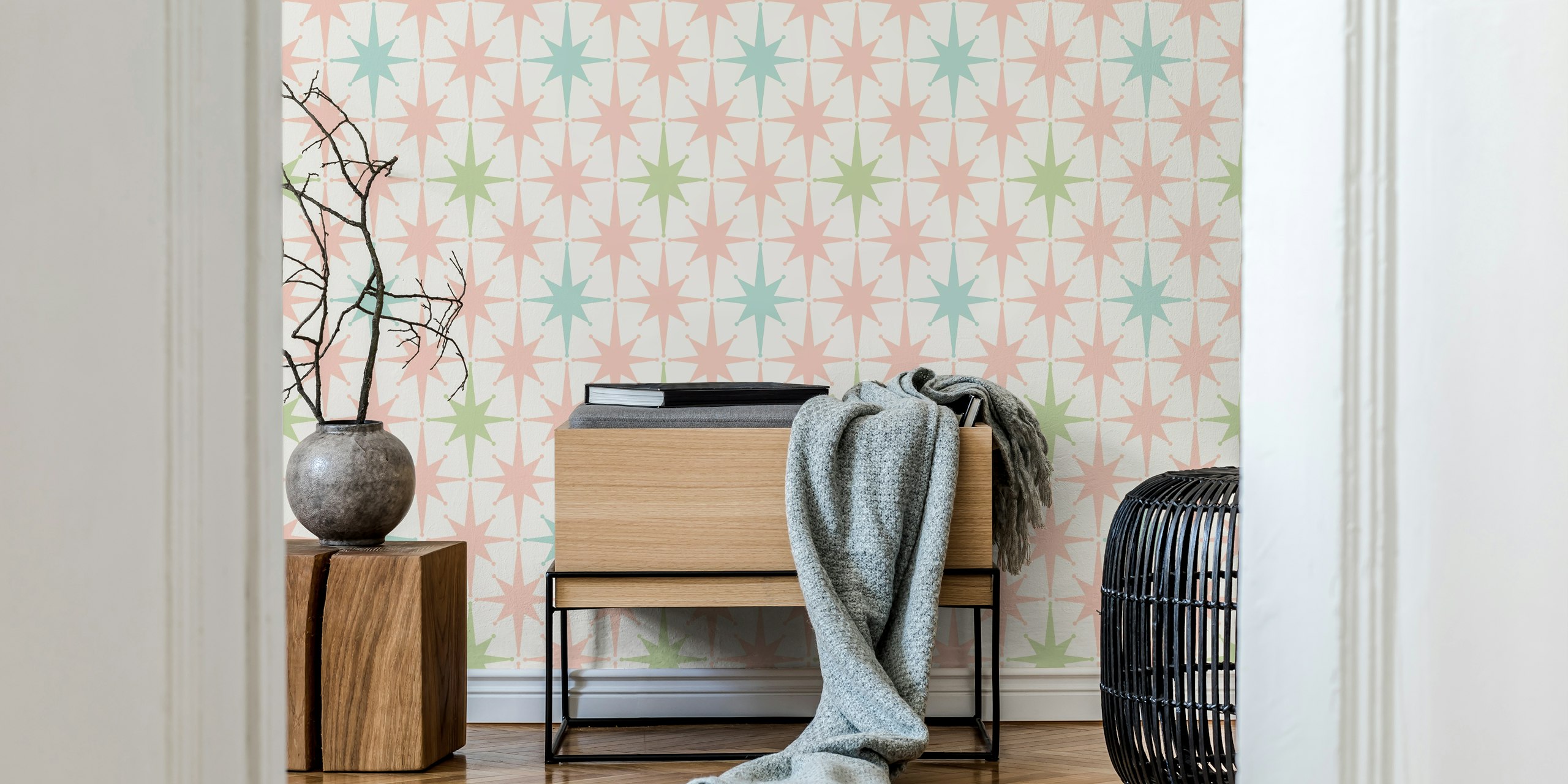 Atomic Retro Stars in Soft Pastel Colors tapet