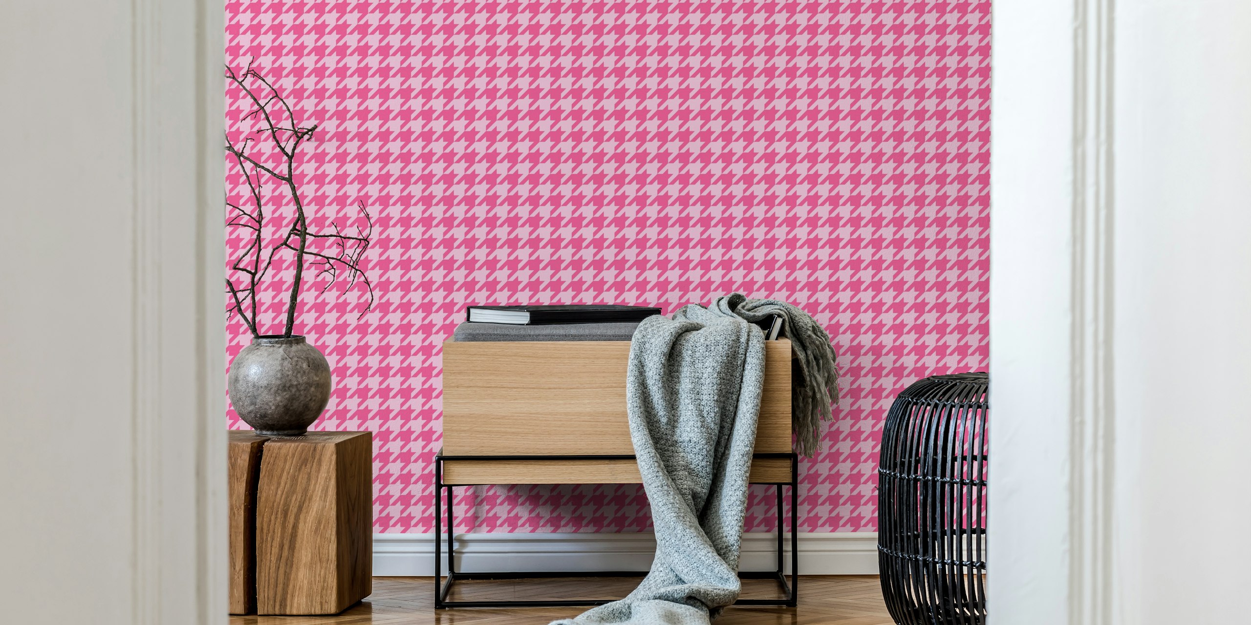 Pink and fuchsia houndstooth wallpaper design