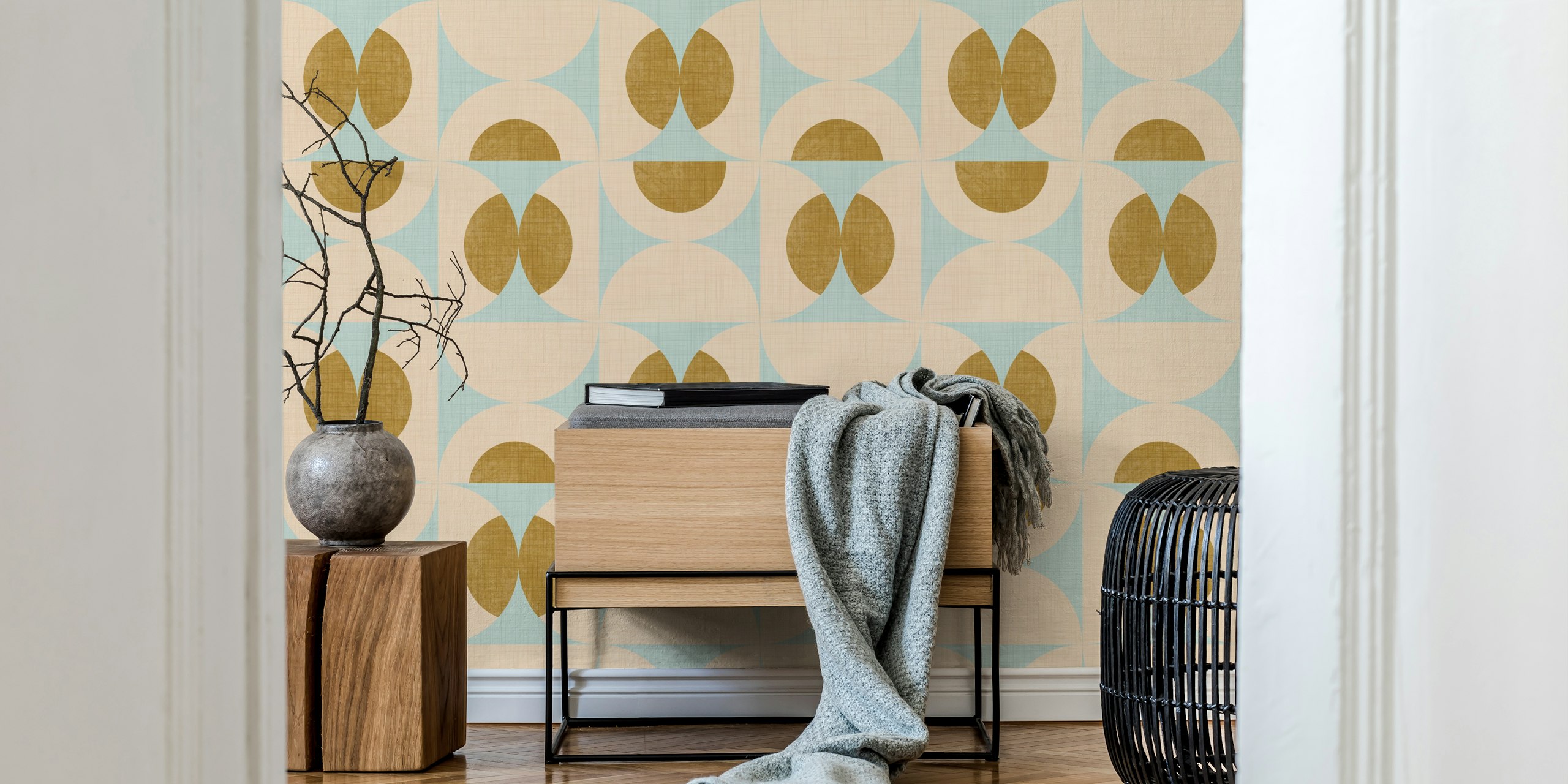 Retro Circle Fusion wallpaper in a styled room