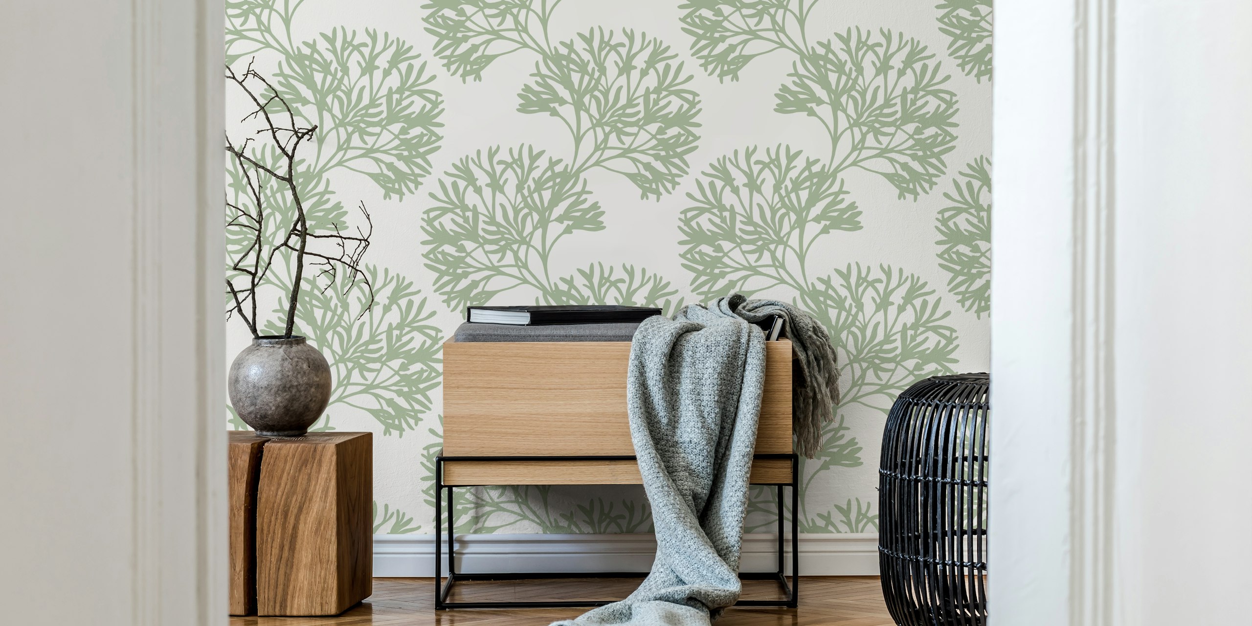 Gentle Swing - Sage Green 2 tapetti huoneessa