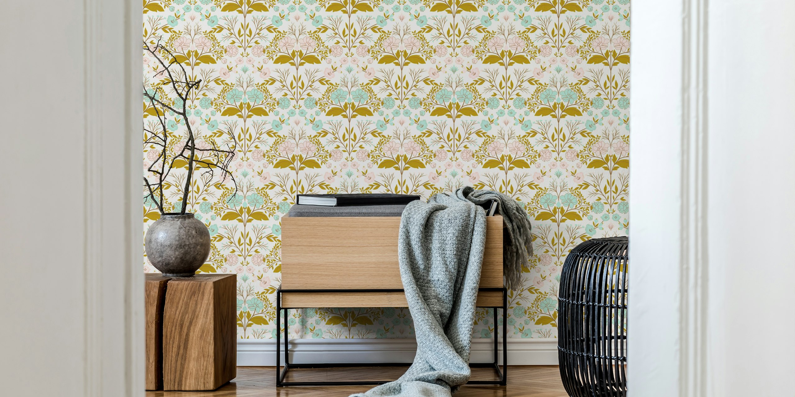 Papier peint Peony garden exposé dans une pièce.