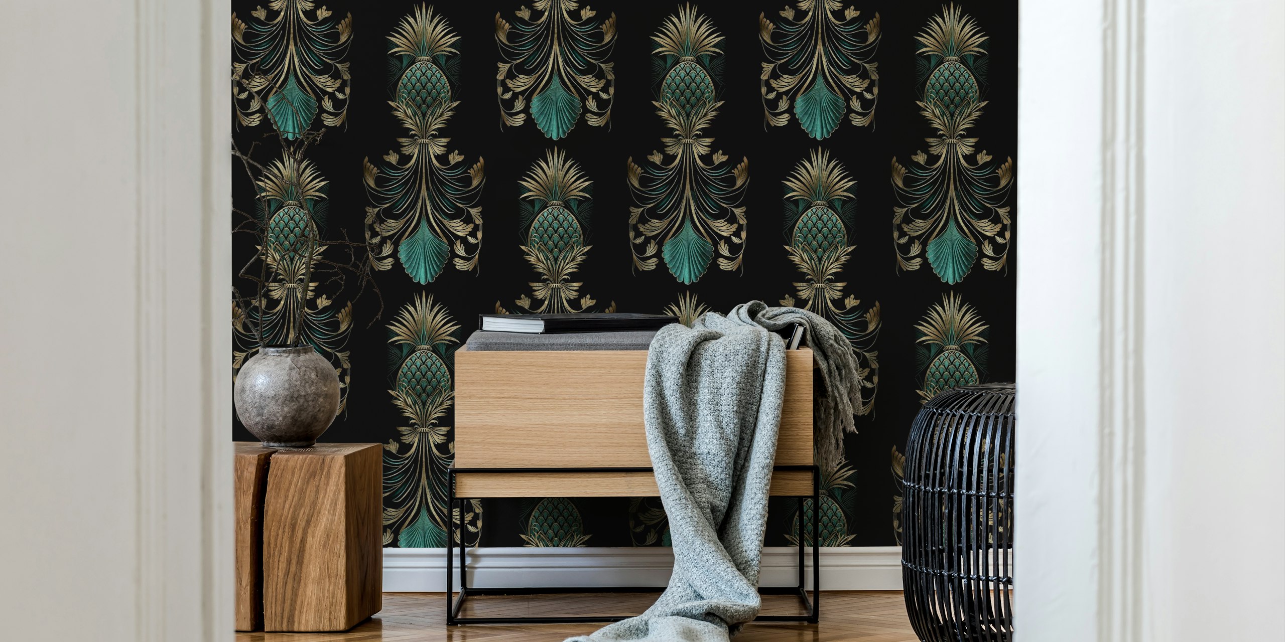 Pineapple Chic tapet i et stilig rom