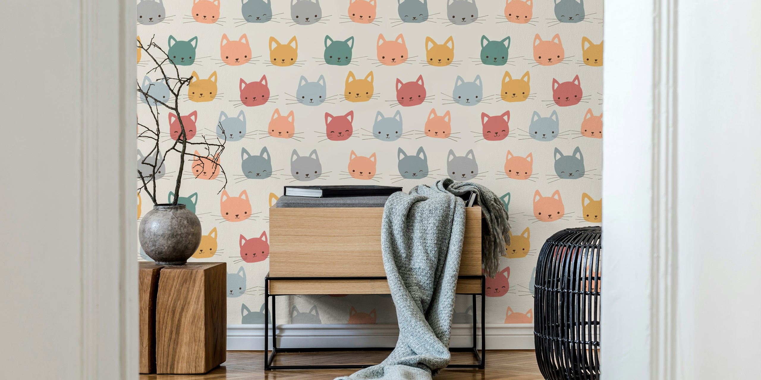 Uzorak tapete Cute Cat Heads