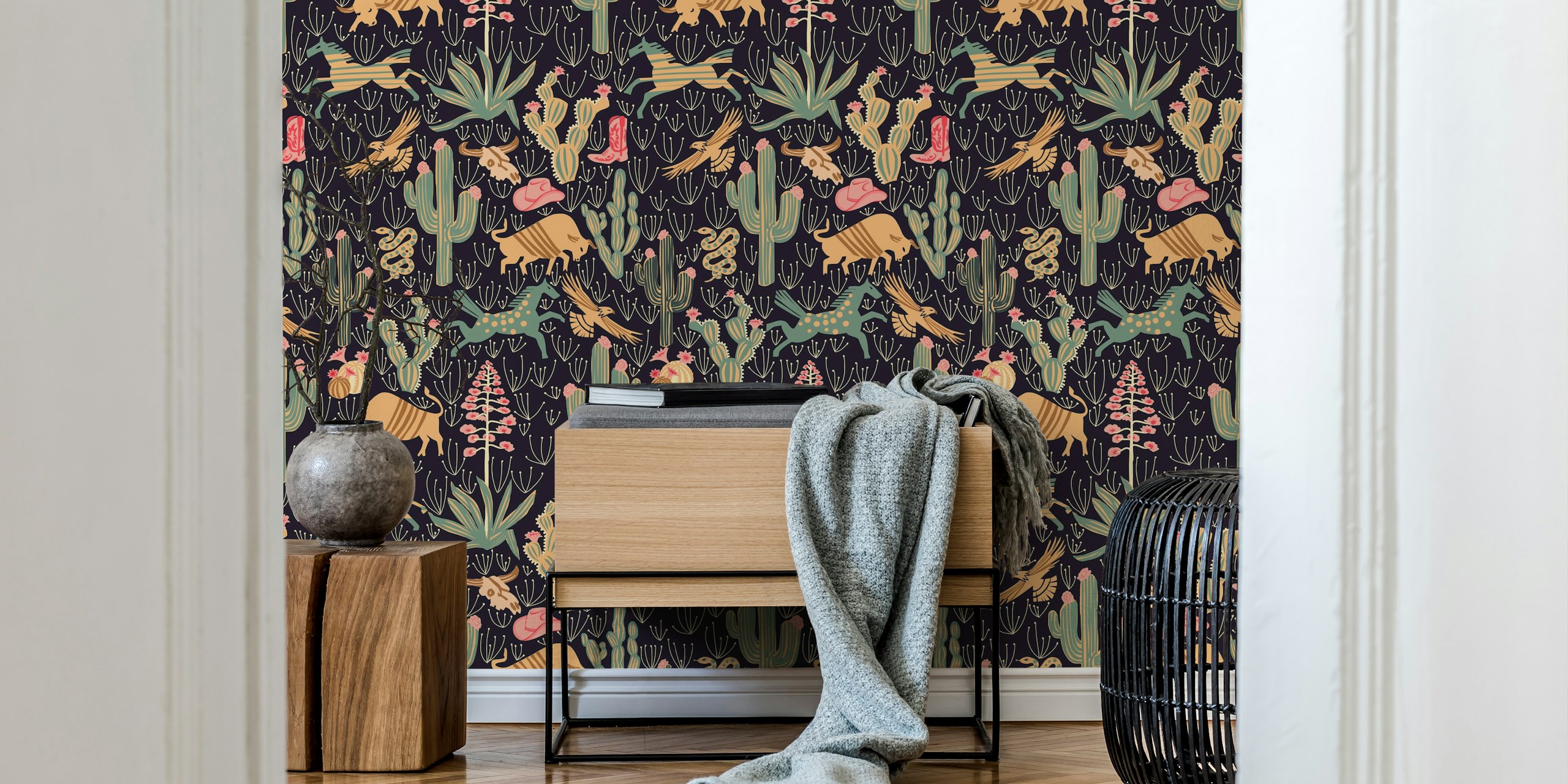 Western Americana by night wallpaper design