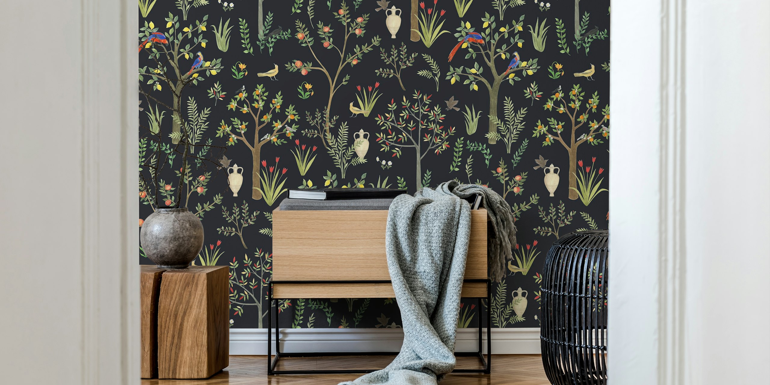 Italian Villa Gardens wallpaper in a room