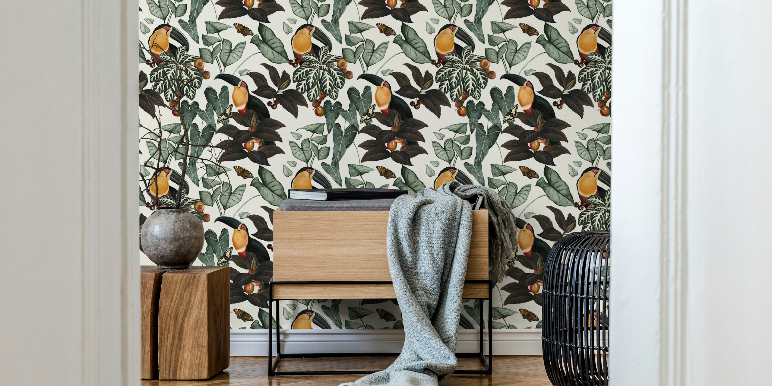 Off White Toucanet wallpaper in a room