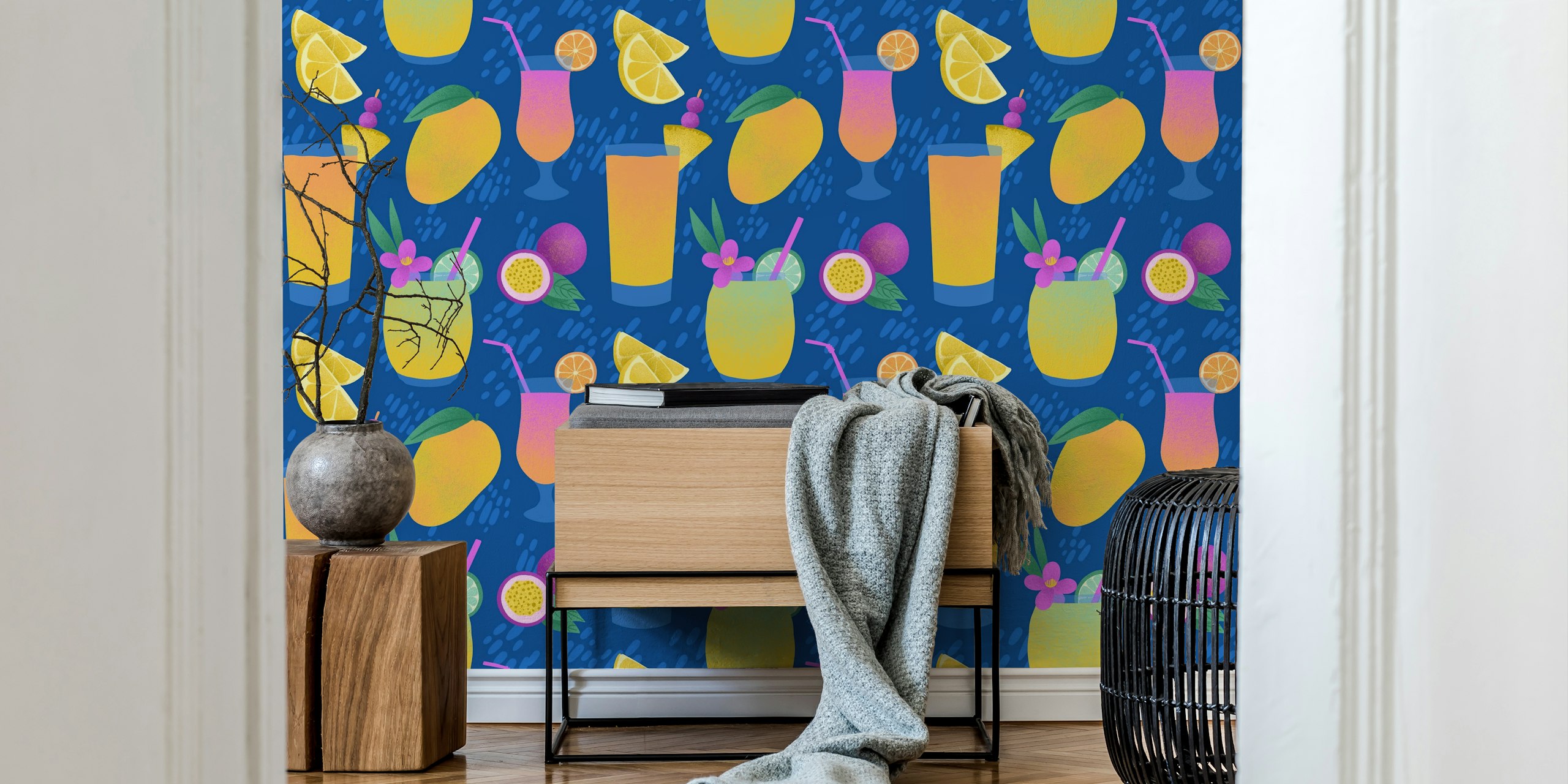 Tropical cocktails wallpaper design