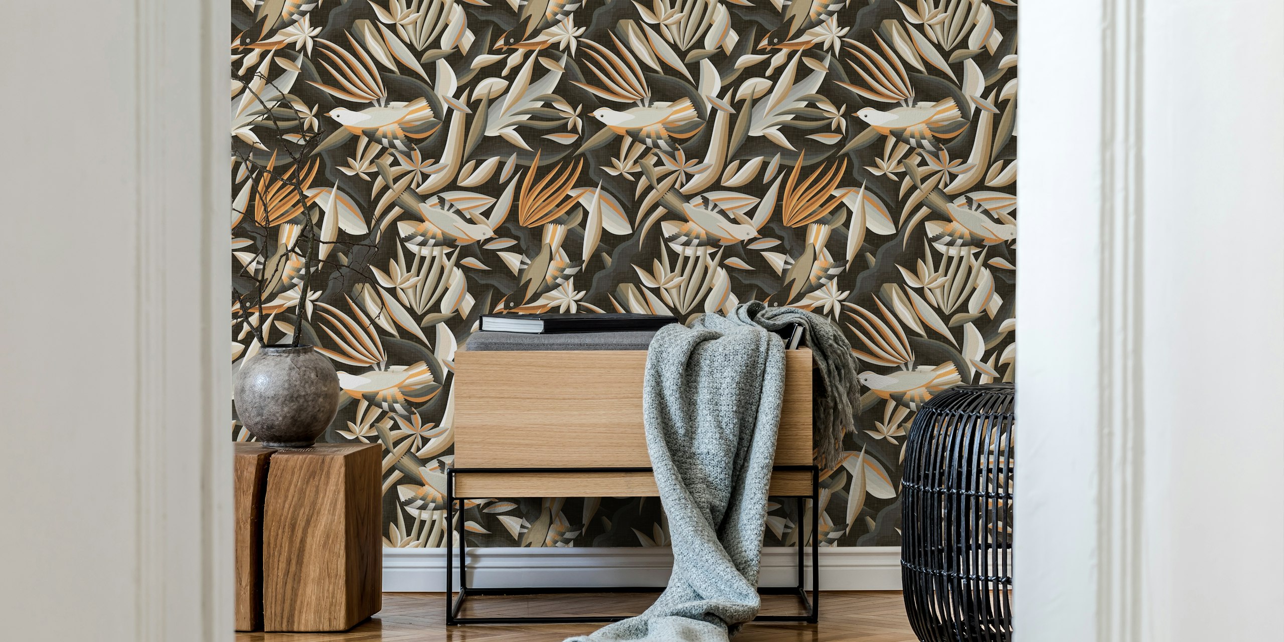 Tapeta Paradise Birds u postavci sobe