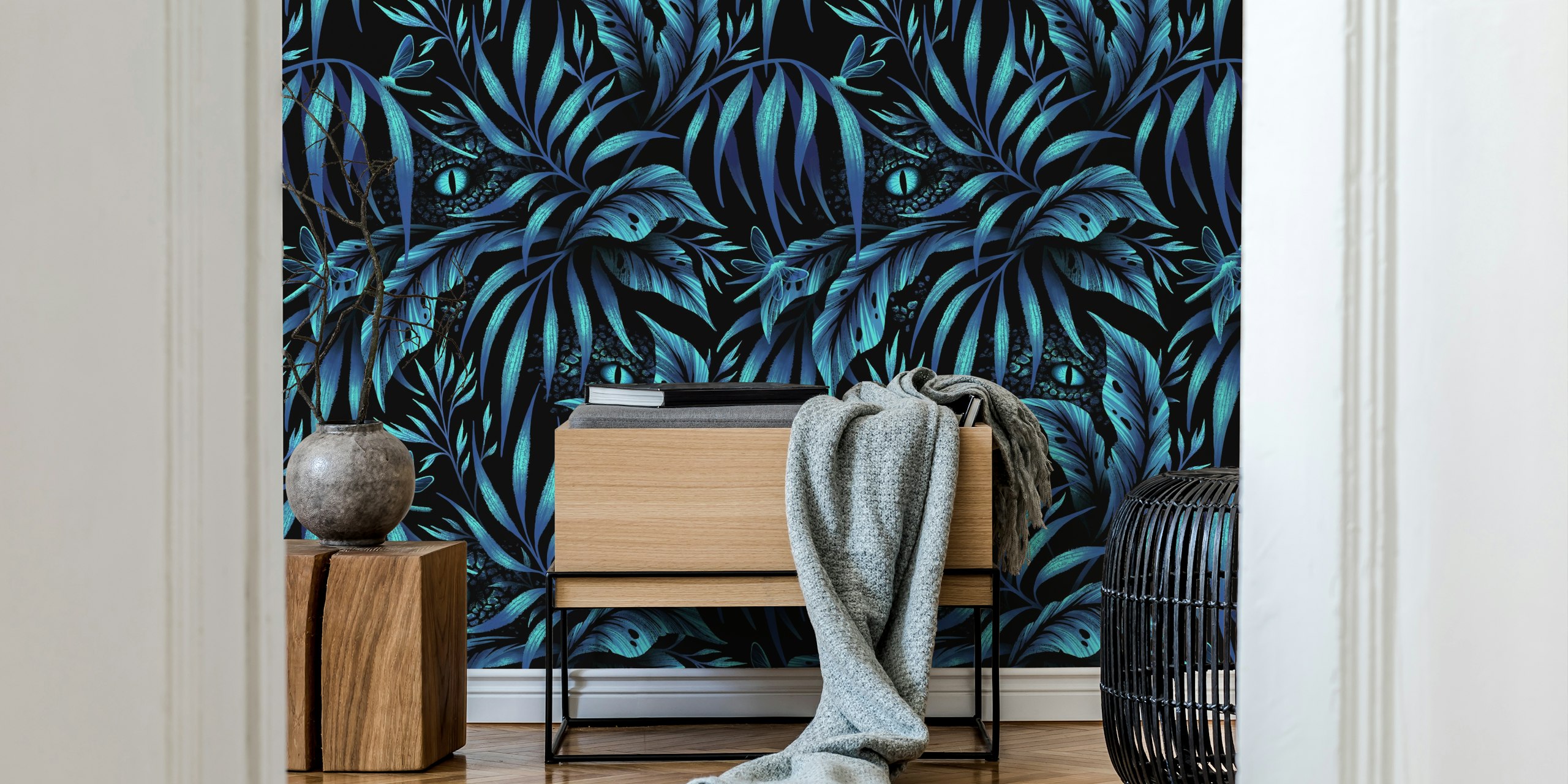 Design tapety Jurassic Jungle Blue