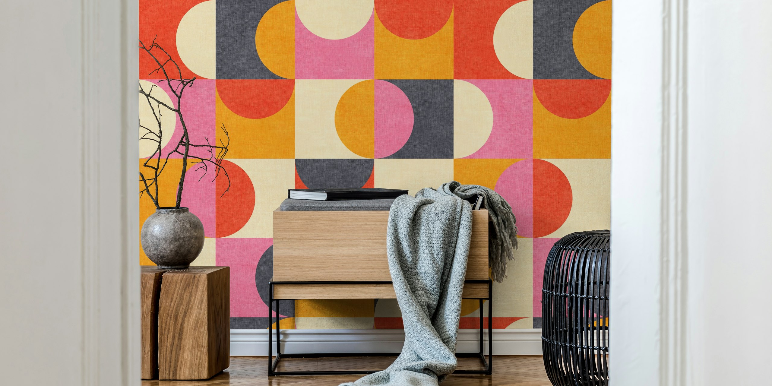 Bauhaus Circle Abstract wallpaper in a room