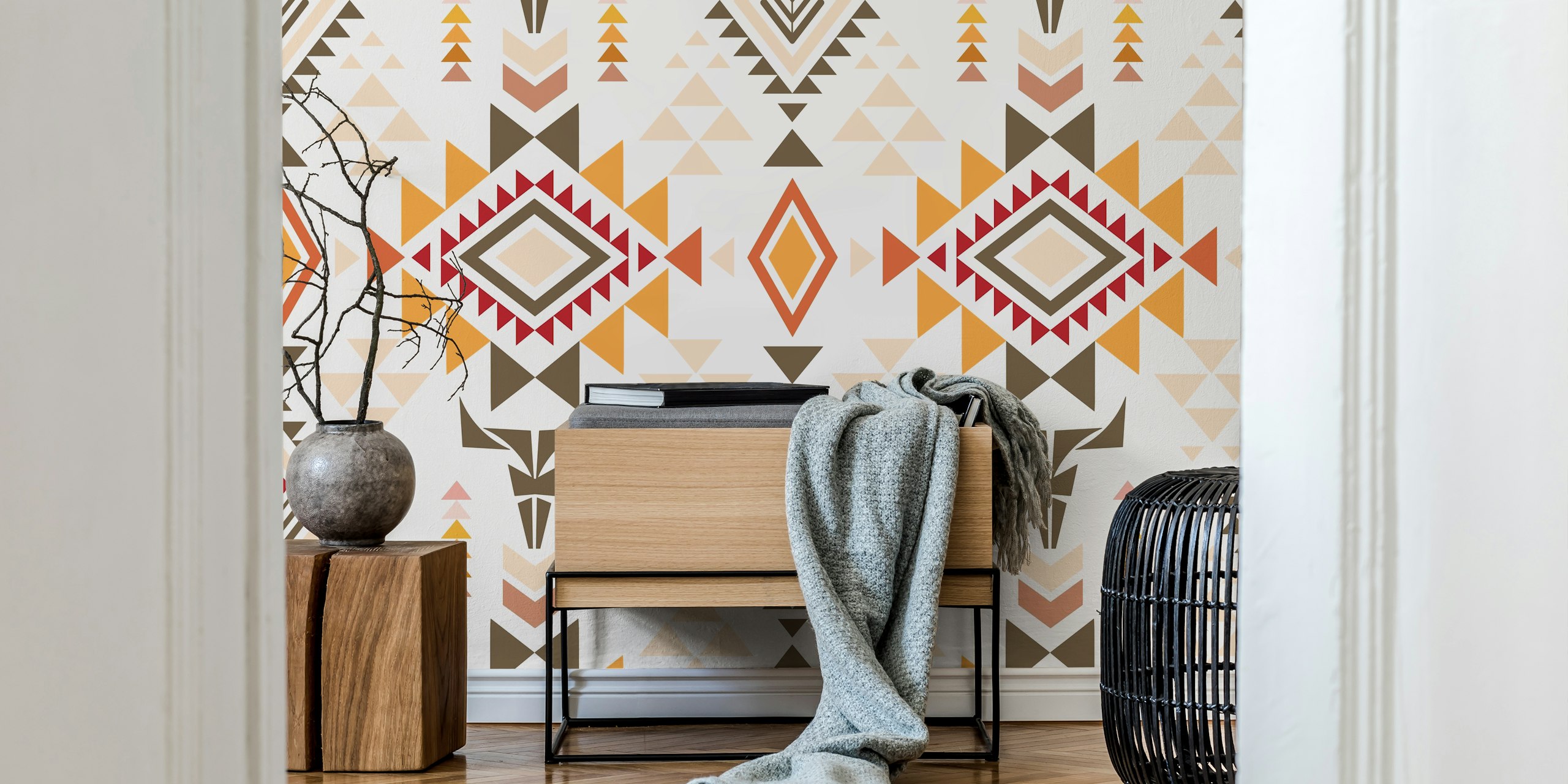 Aztec Inspired Geometry tapet i ett rum
