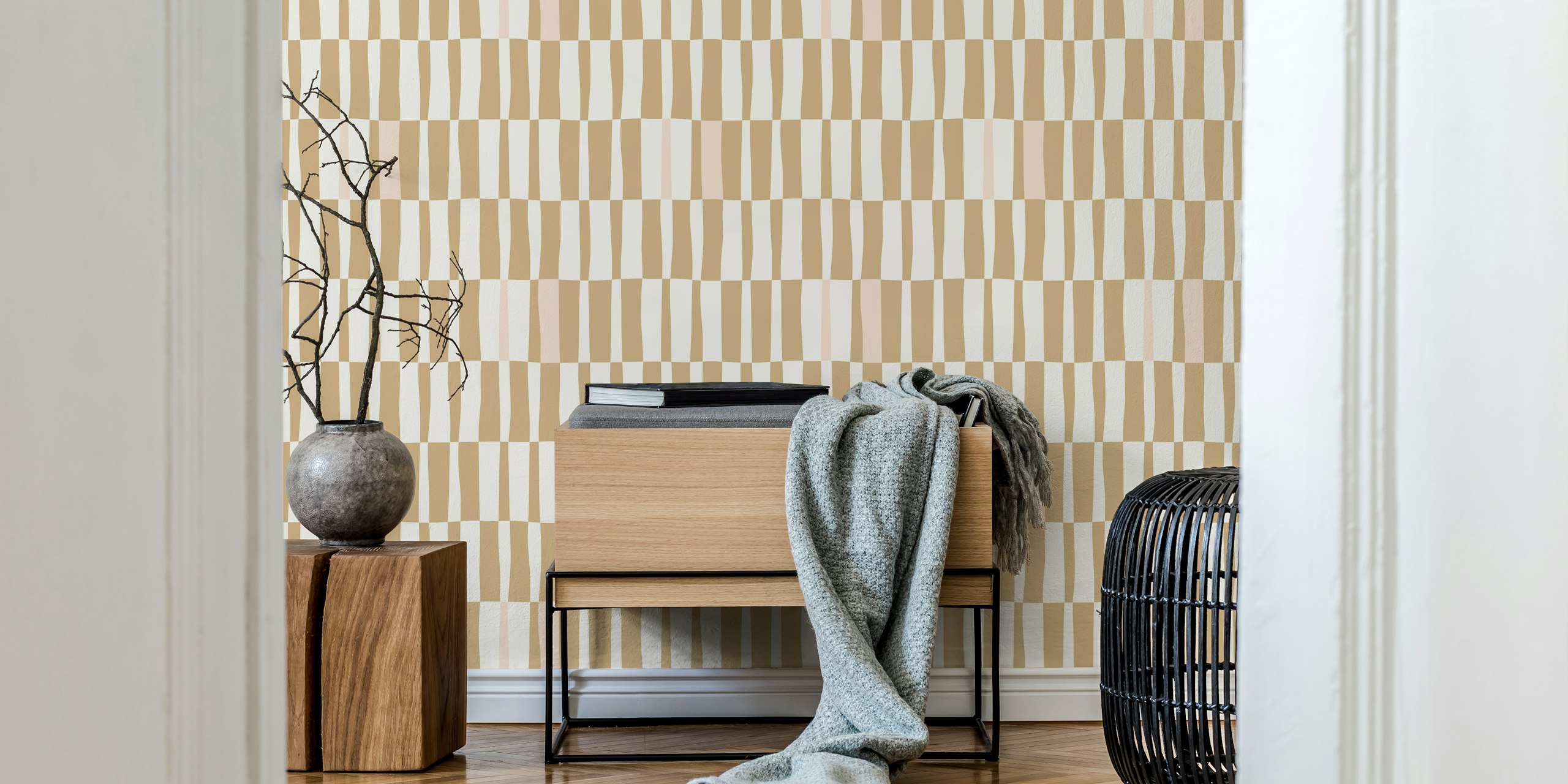 Papel de parede Checkered stripes em um quarto
