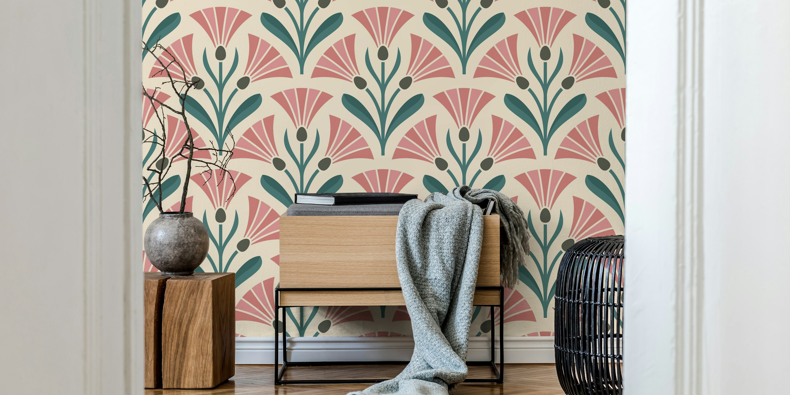 Art Deco Floral Fusion wallpaper in einem Raum