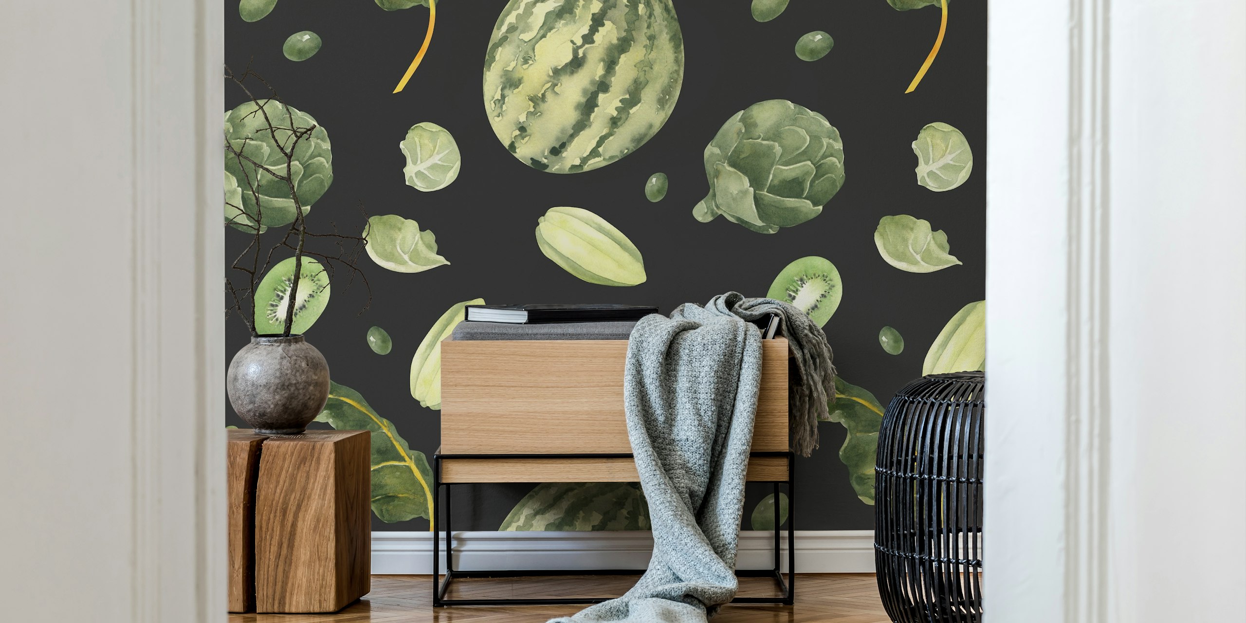 Exotic Green Fruits & Vegetables tapetdesign