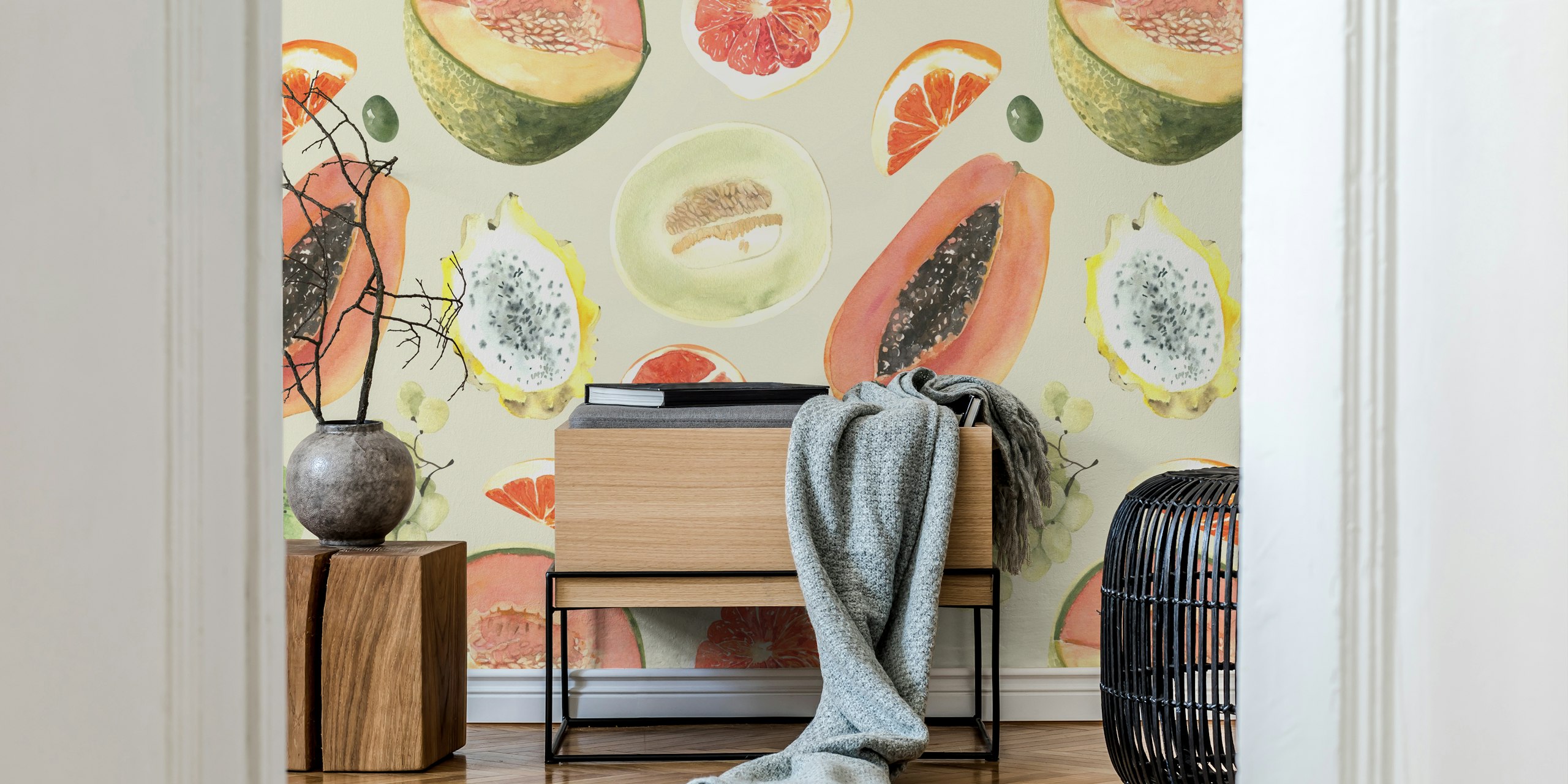 Juicy Tropical Fruits Seamless Design σε ένα δωμάτιο