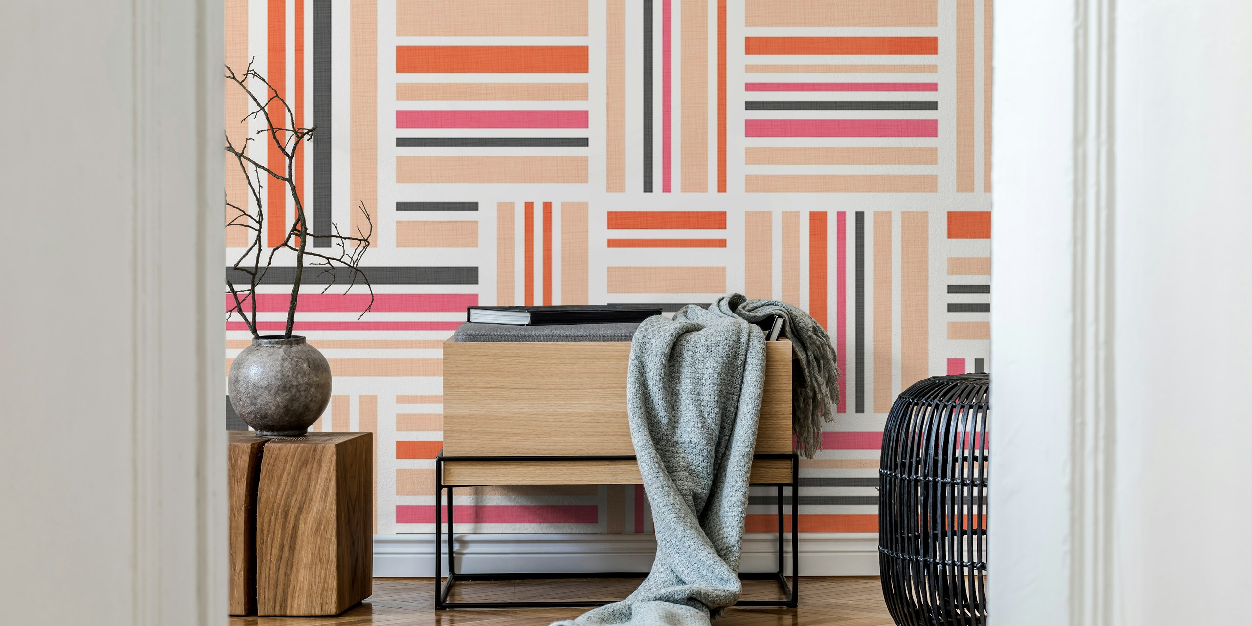 Mosaic statement tapet i ett modernt rum