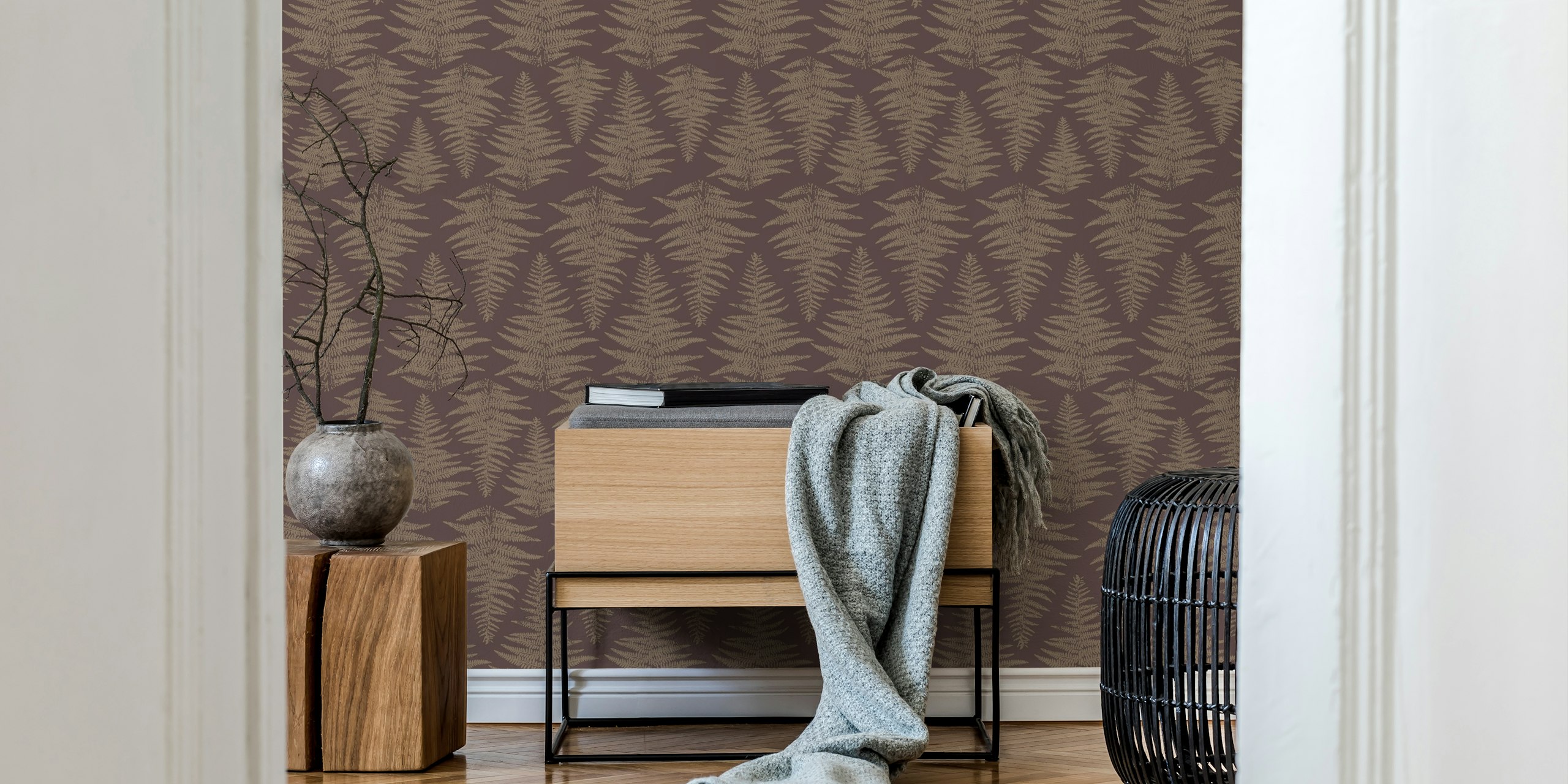 Vintage fern wallpaper in einem Raum