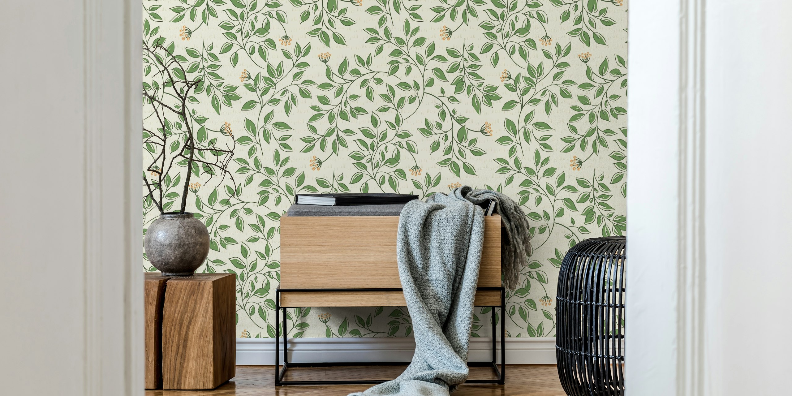 Botanical Bliss Greenery tapetti huoneessa