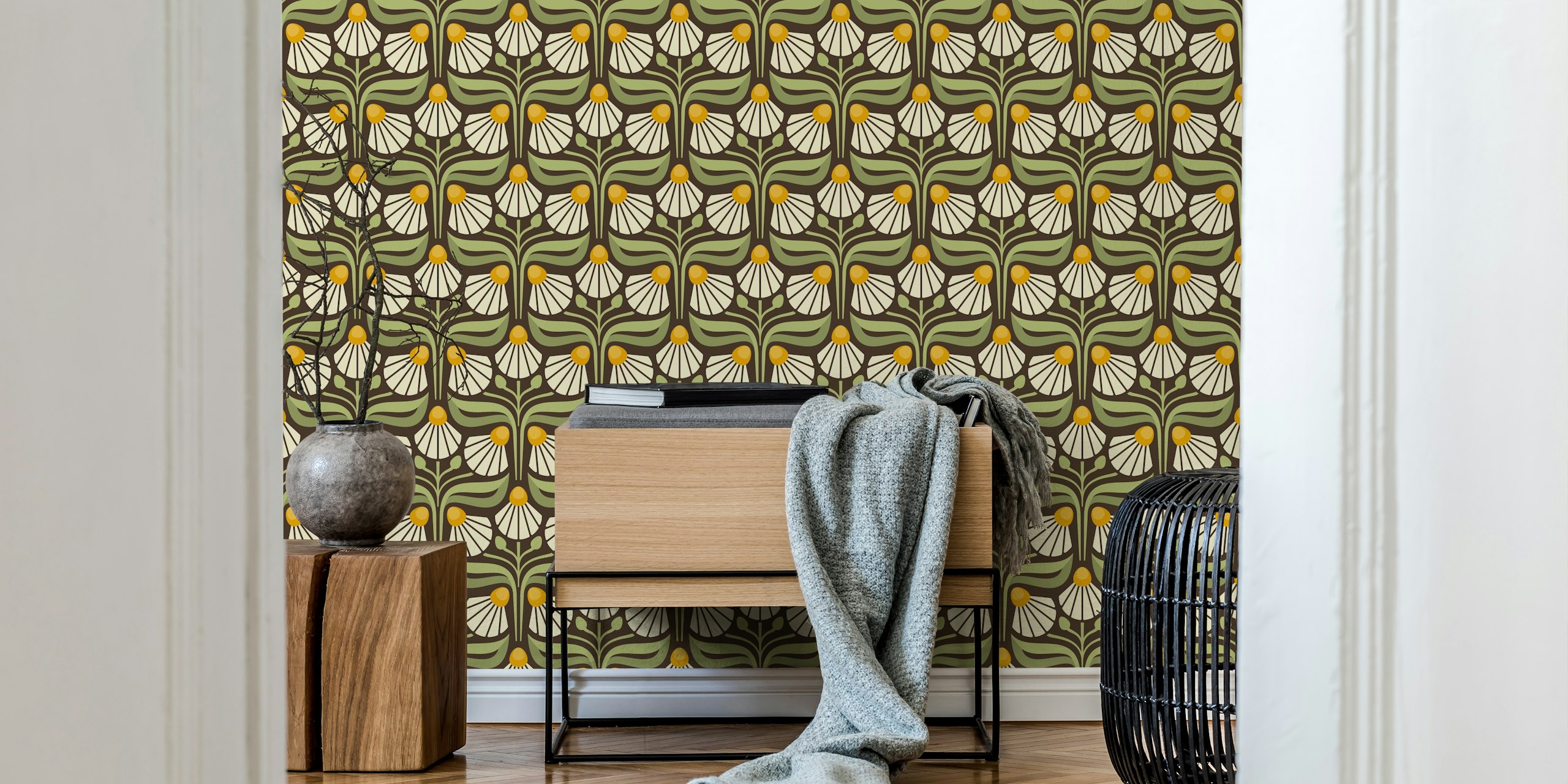 Majestic Vintage Blossoms wallpaper in een kamer