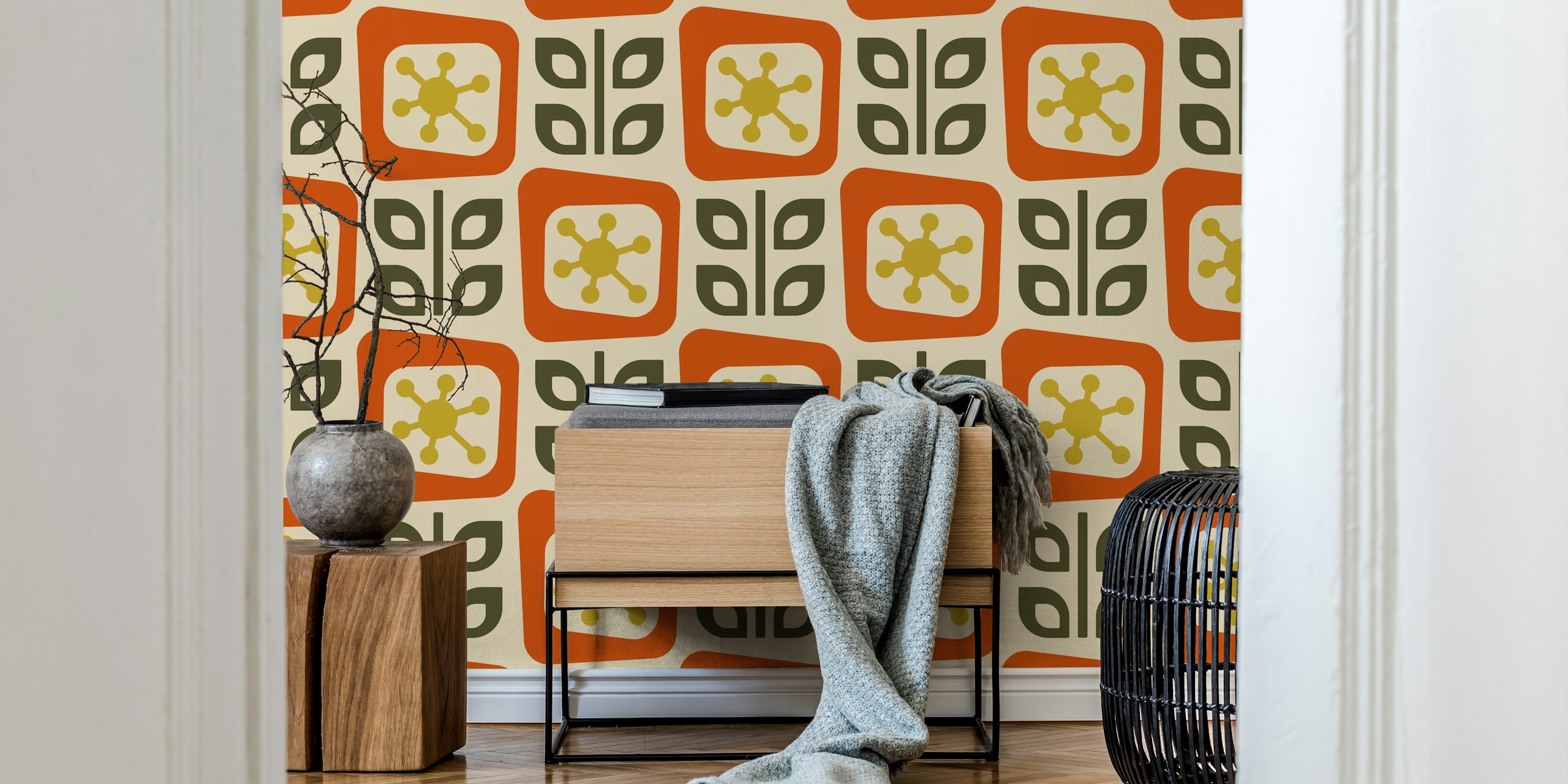 Organic Vintage Blocks tapetti huoneessa
