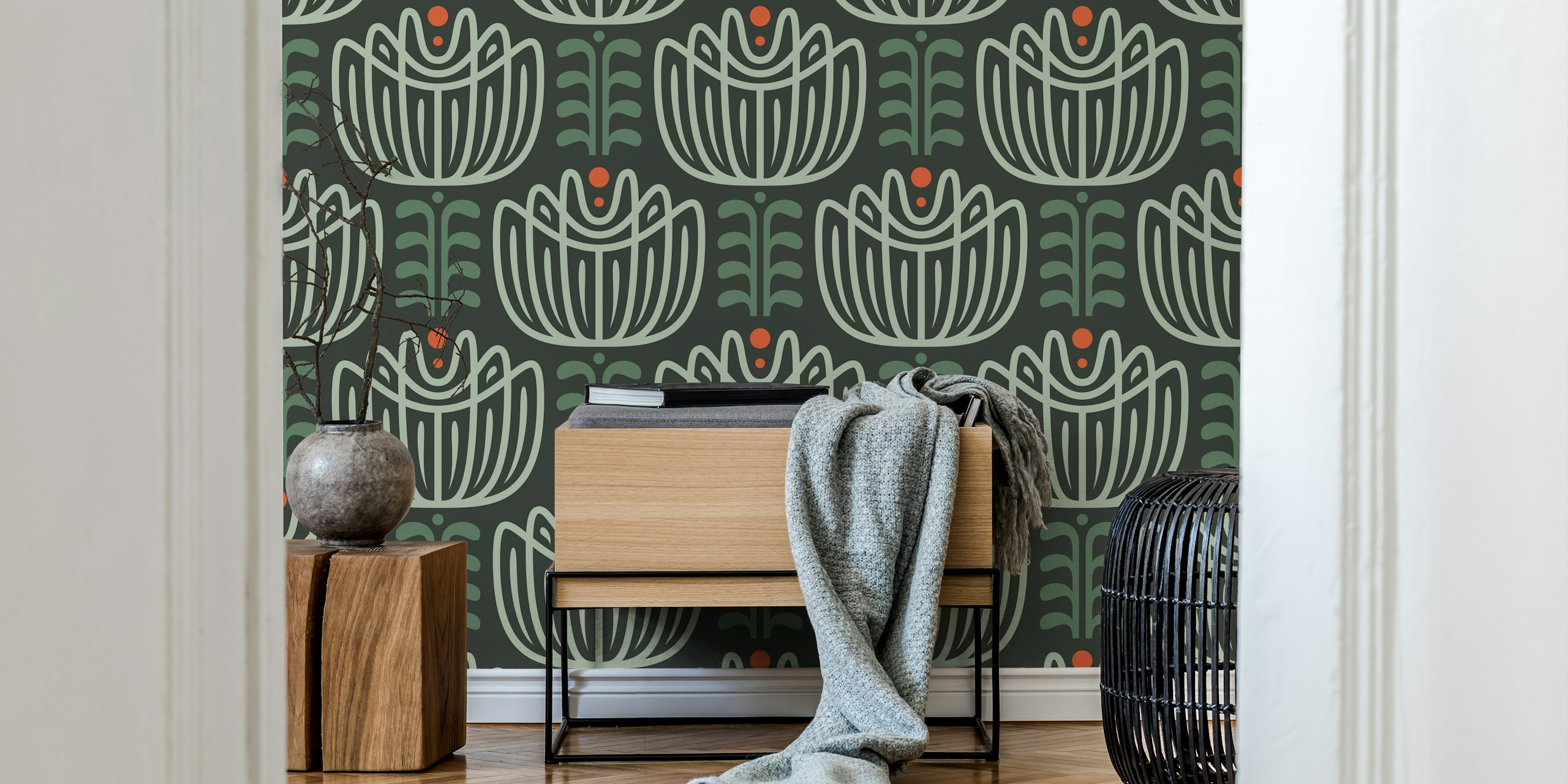 Tapeta inspirowana tulipanami w stylowym pokoju