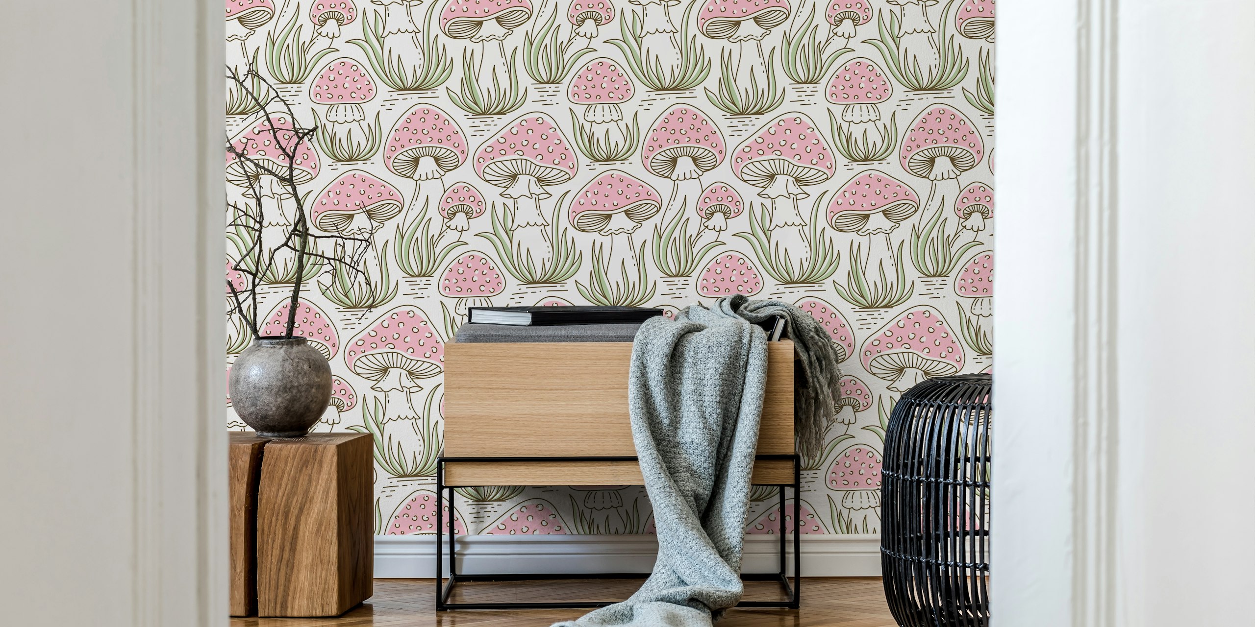 Tapeta Whimsical Mushroom Meadow u sobi
