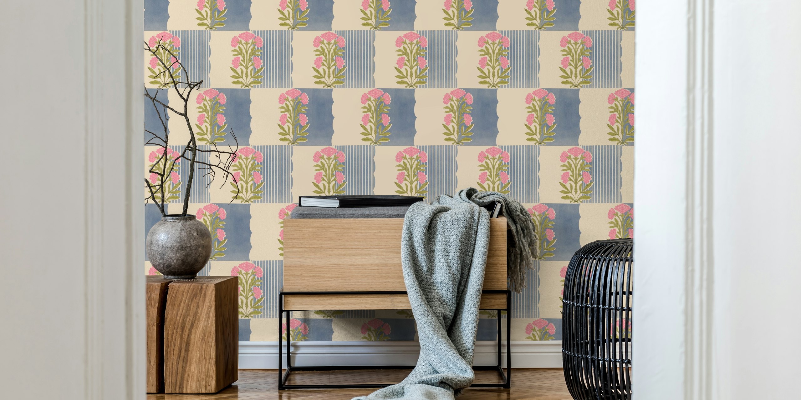 Classic Floral Fusion wallpaper in a room