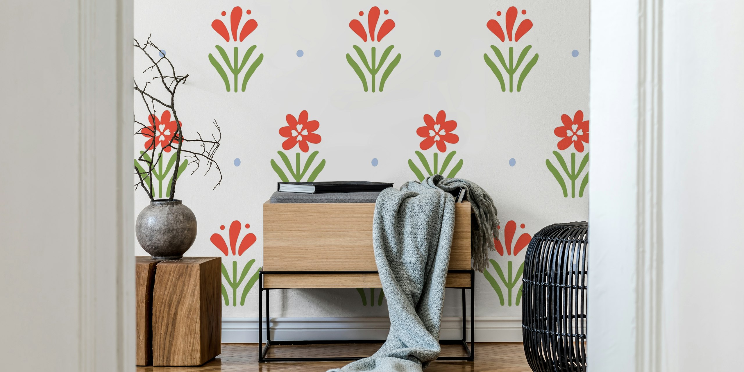 Spring Country Blooms wallpaper in a room