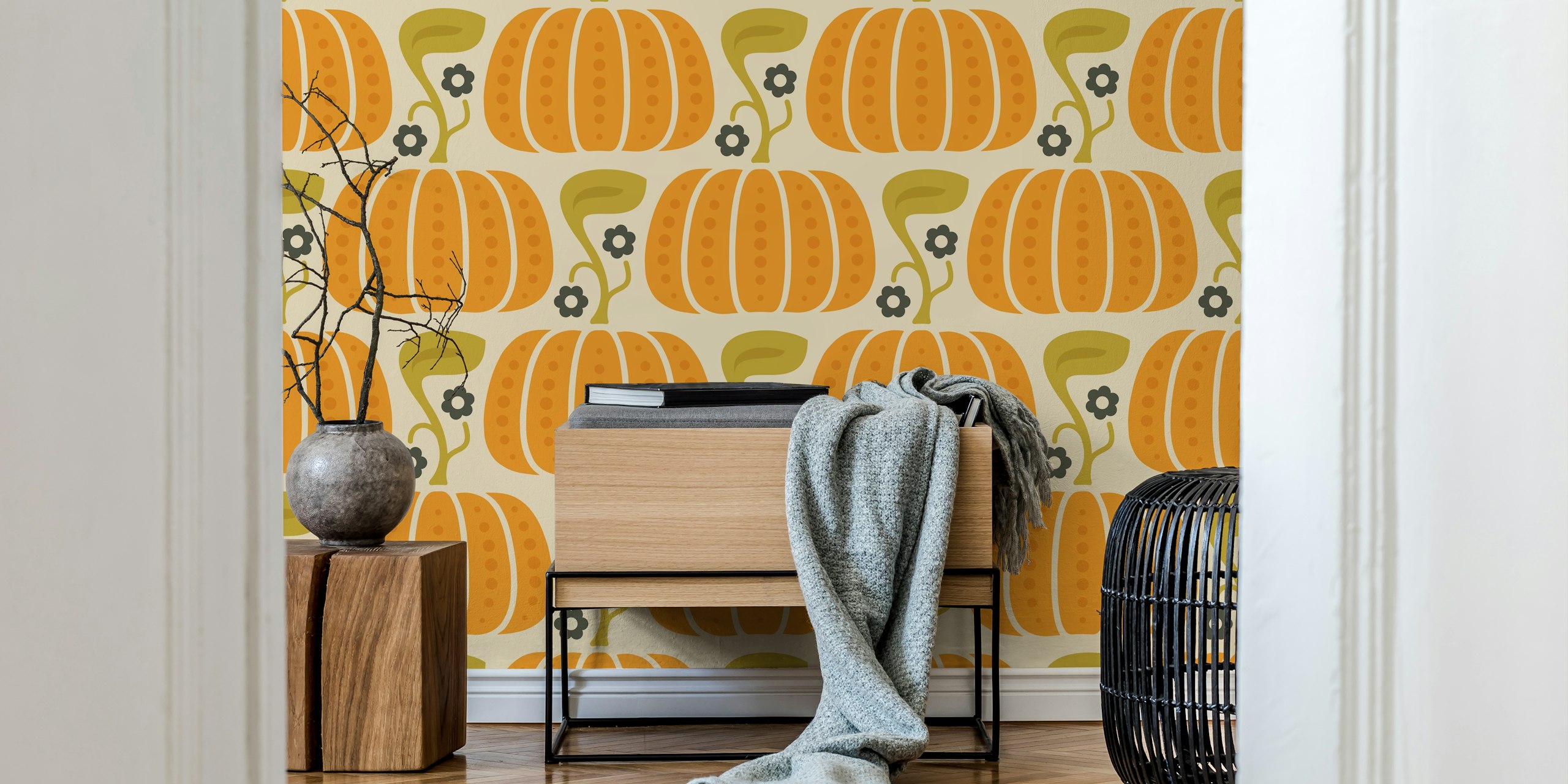 Cozy Pumpkin Charm i et rommiljø