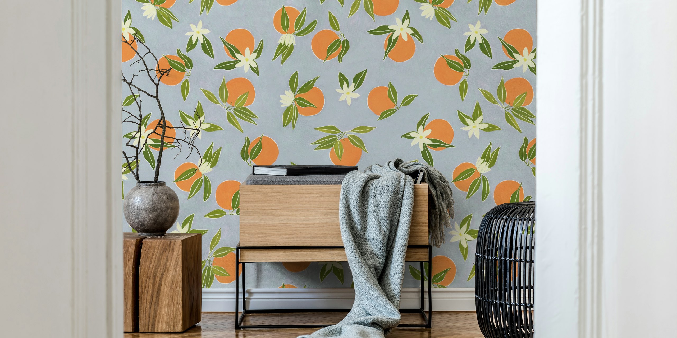 Citrus Grove design de papel de parede pintado à mão
