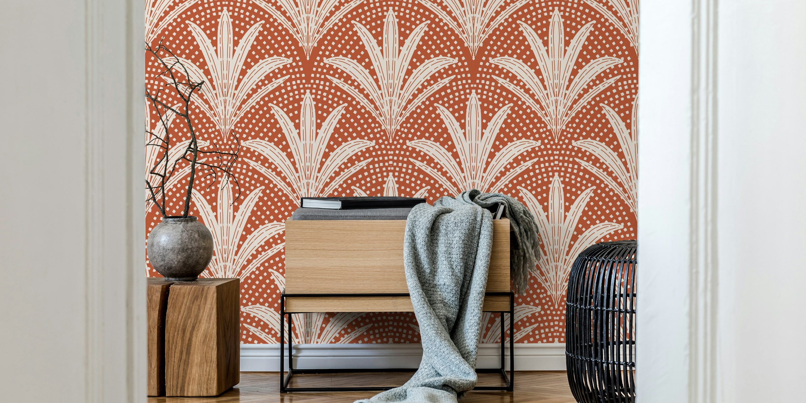 Tapeta Boho Palm Radiance Terracotta w aranżacji