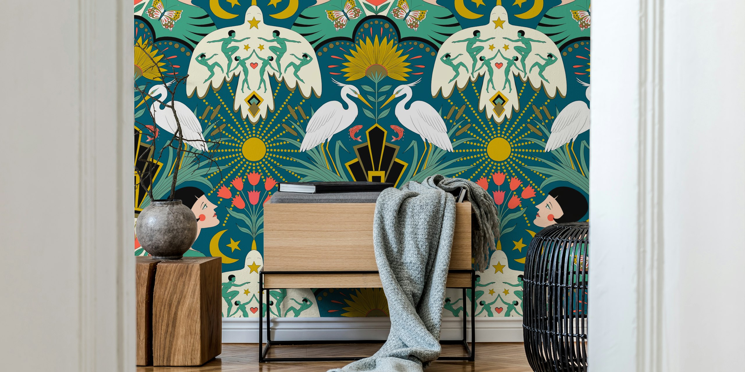Tapeta Art Deco Dreams w urządzonym pokoju