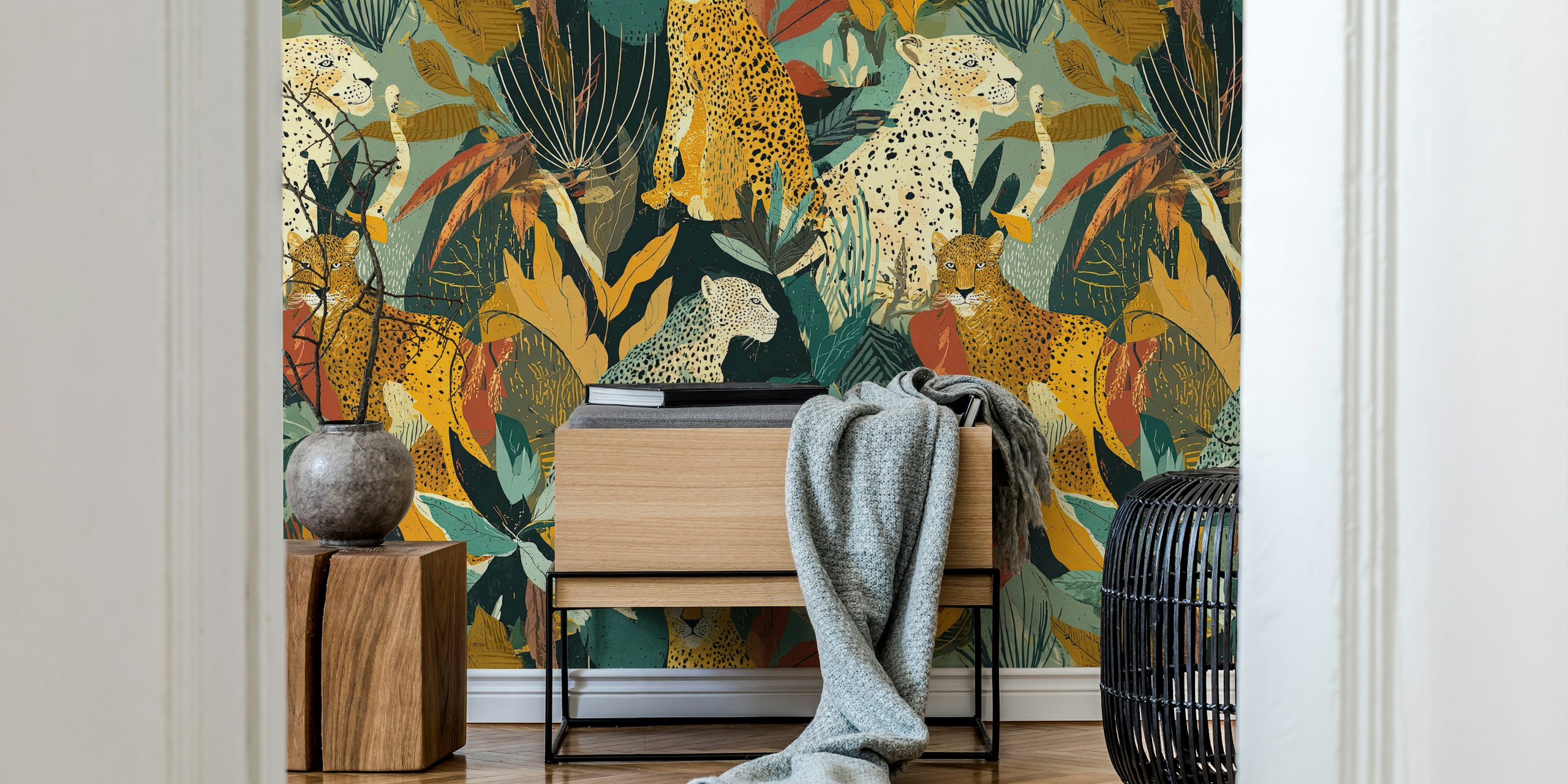 Papel tapiz Camouflaged leopards en una habitación
