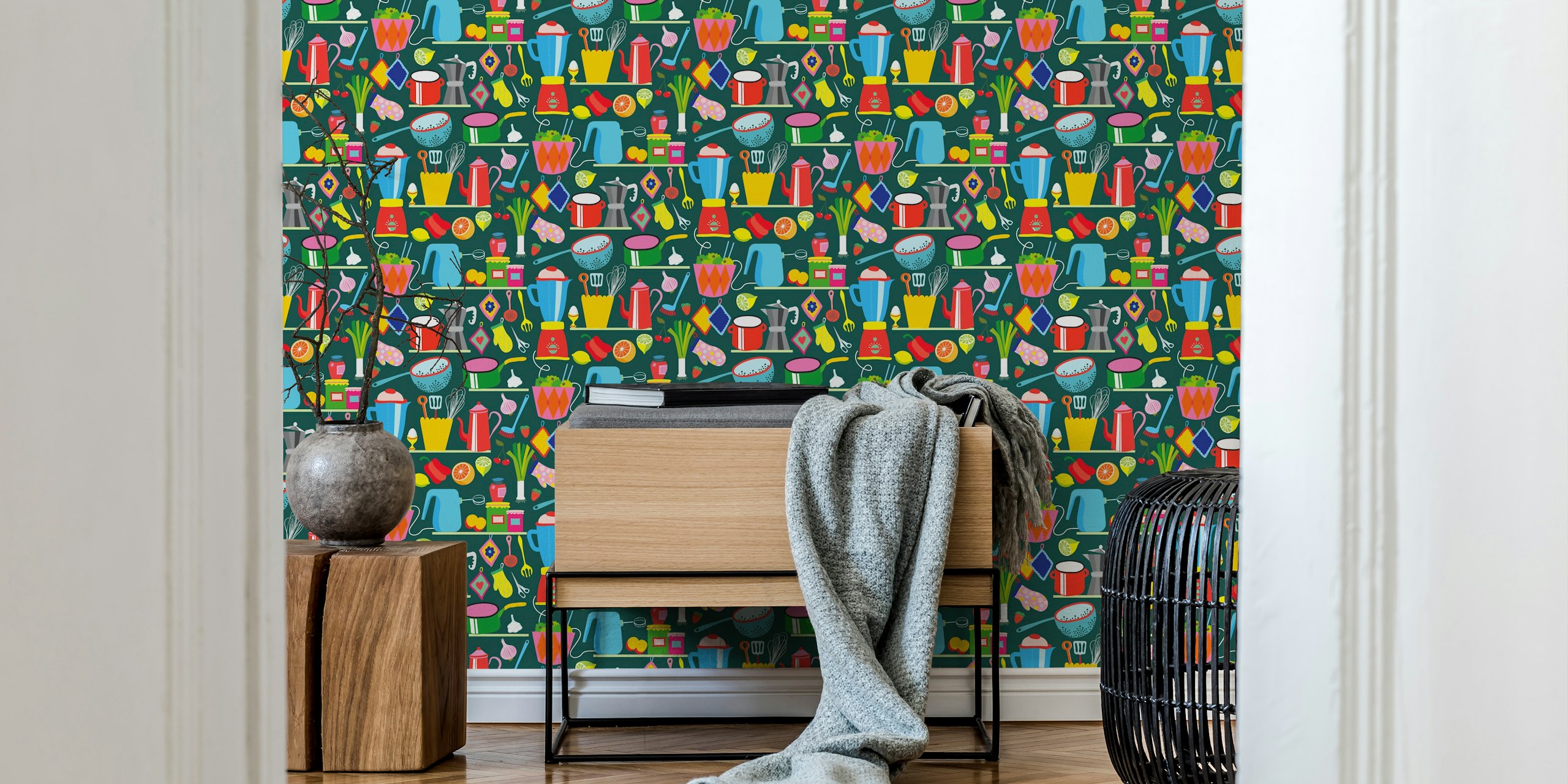 Colorful kitchen wallpaper design