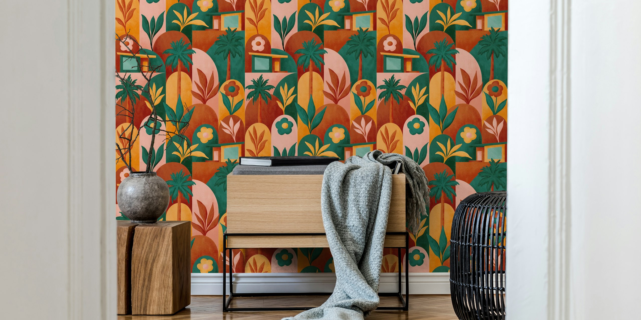 Mid Mod In Palm Springs Sunburn wallpaper in a room