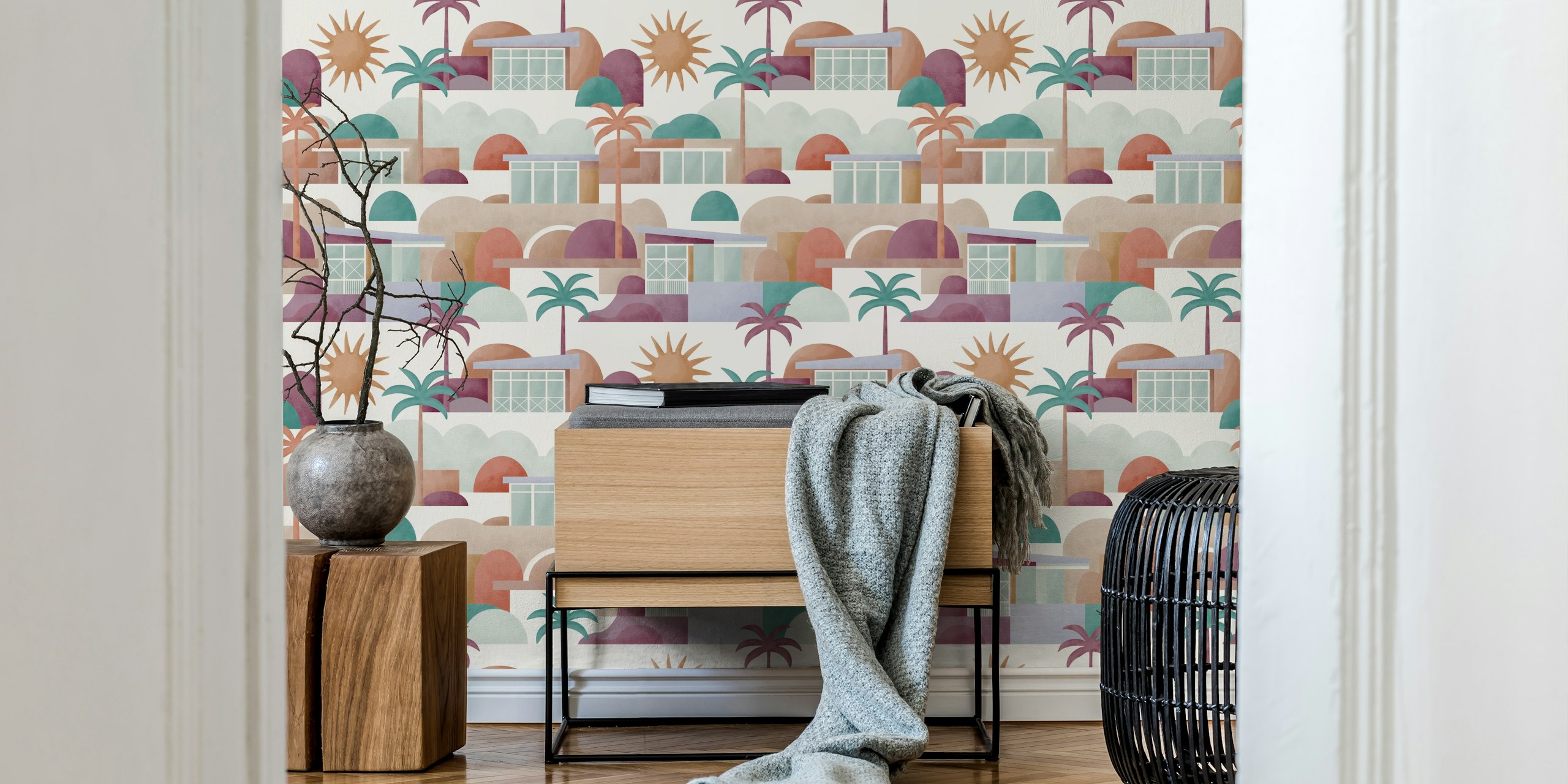 Palm Springs Dreaming Sundown wallpaper in a room